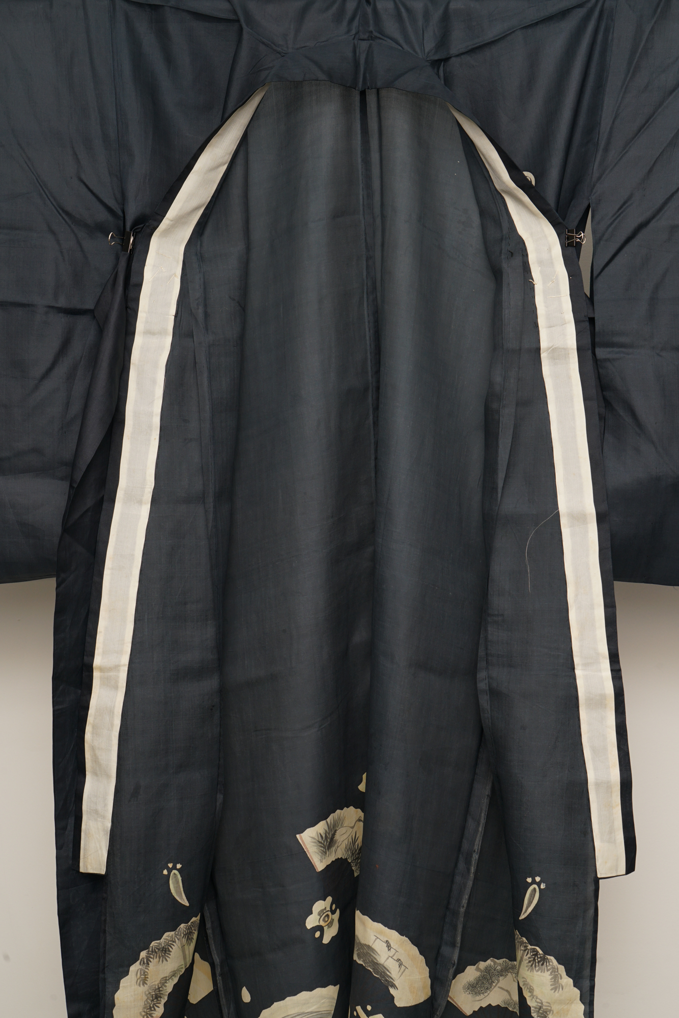 Circa 1880 Meiji Period Handwoven Silk Formal Crested Miyamairi Infant Kimono