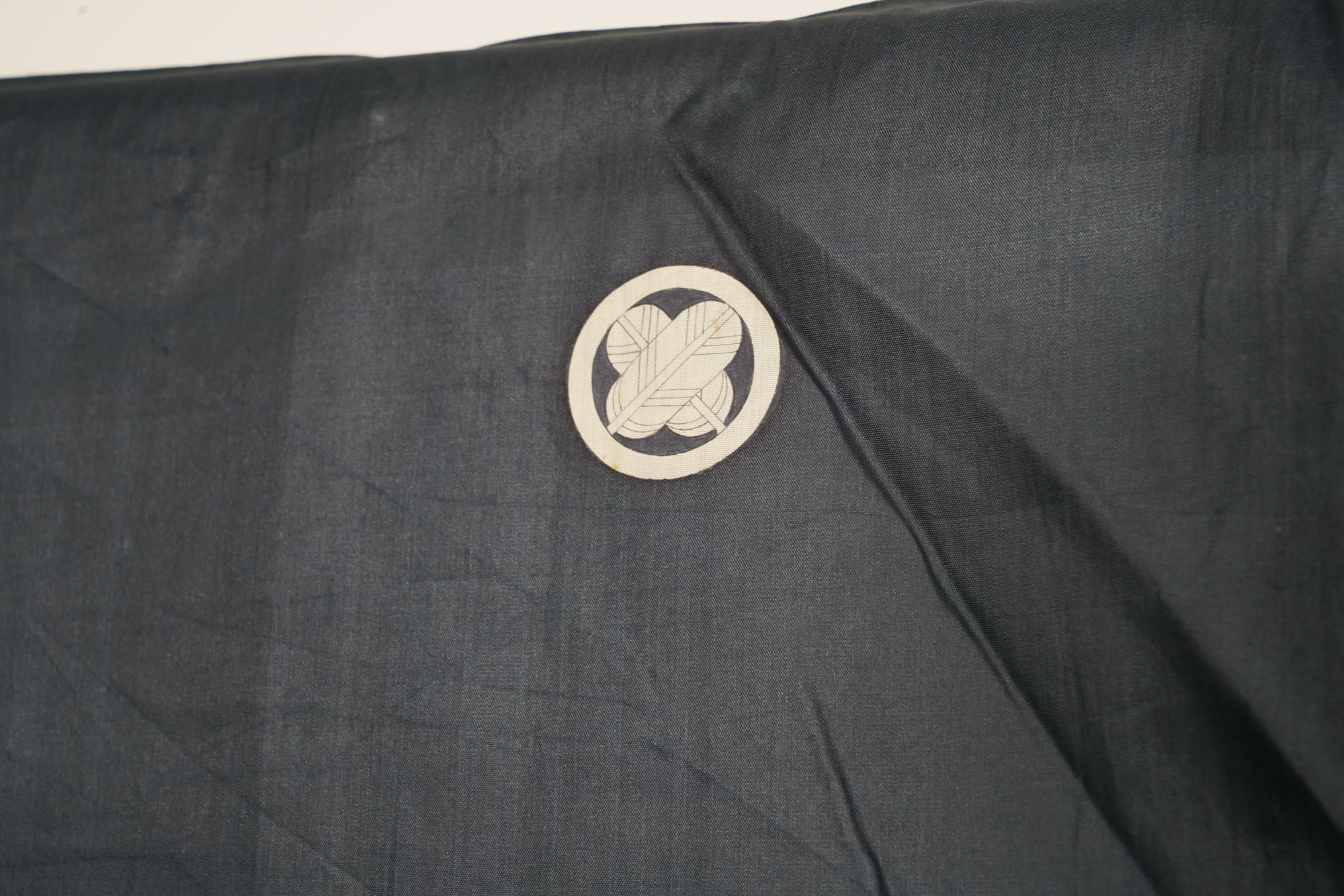 Circa 1880 Meiji Period Handwoven Silk Formal Crested Miyamairi Infant Kimono