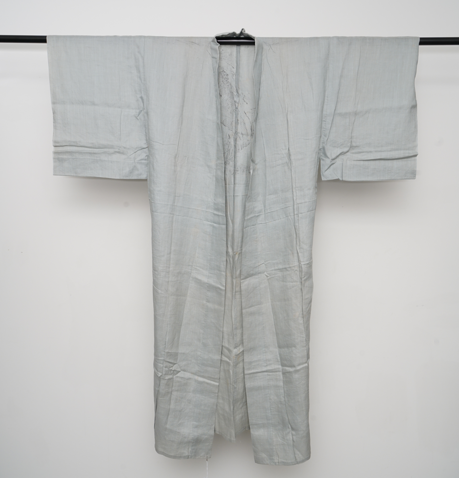 Men's Circa 1880s Handwoven Hemp Nagajuban Under Kimono