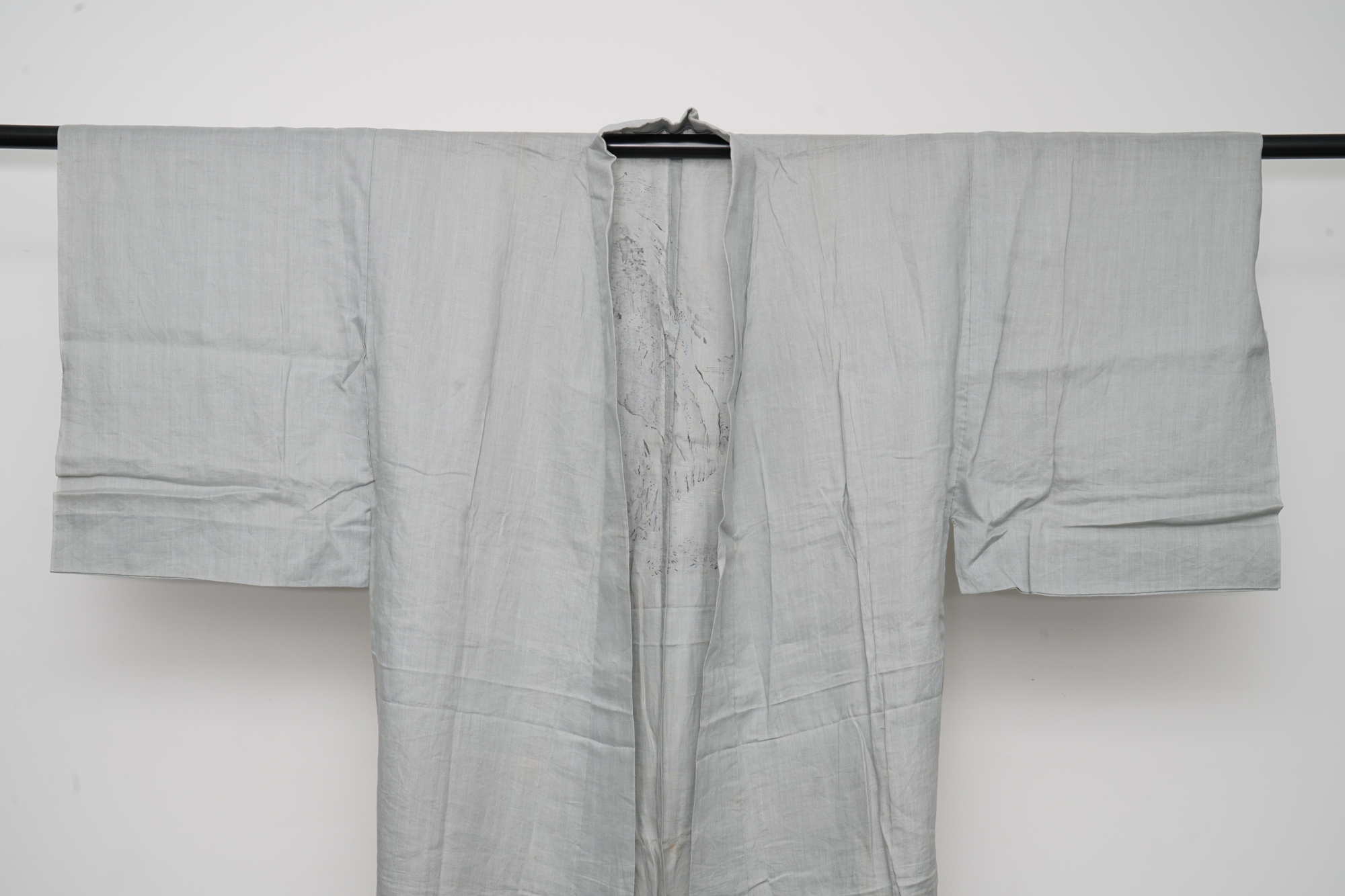 Men's Circa 1880s Handwoven Hemp Nagajuban Under Kimono