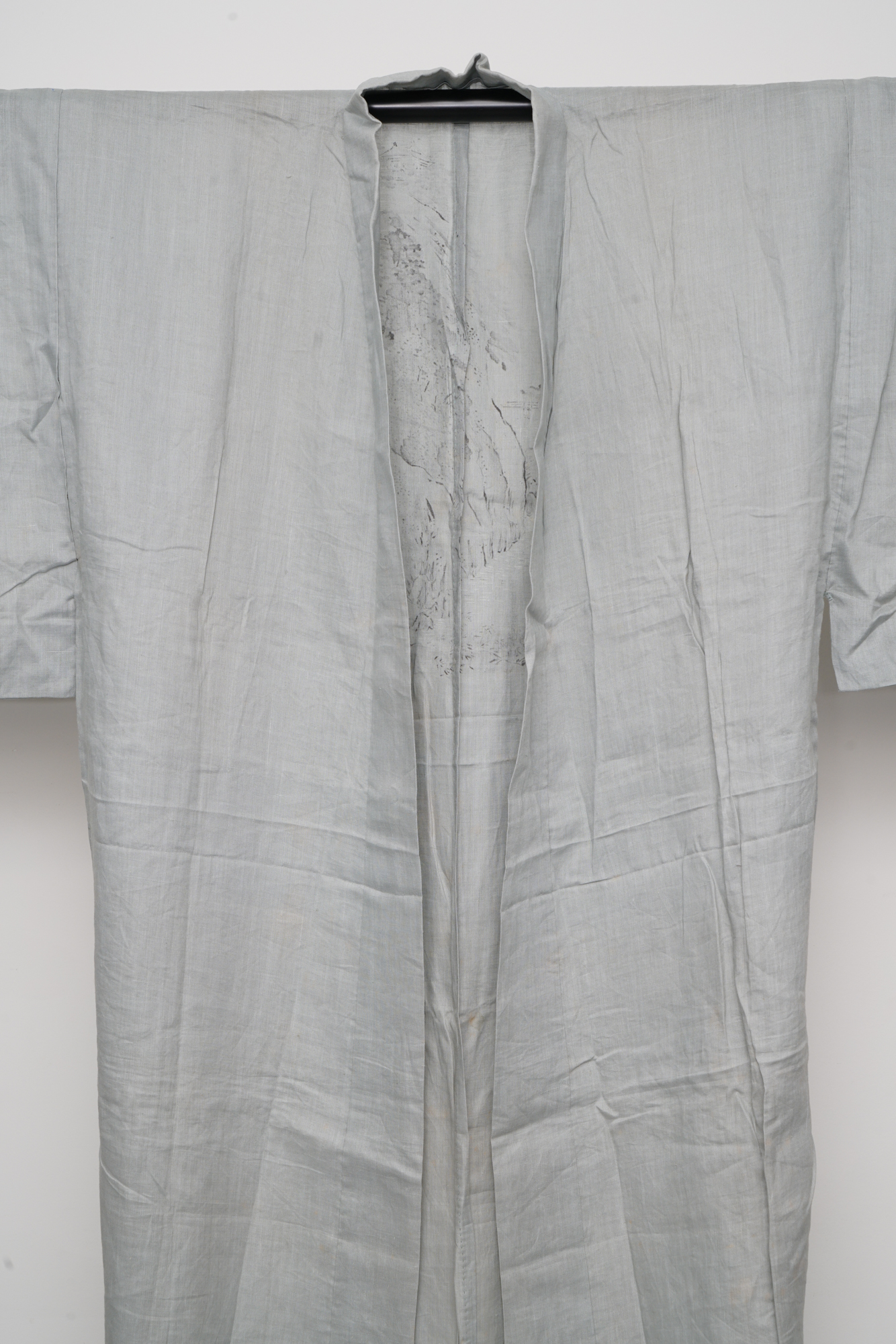 Men's Circa 1880s Handwoven Hemp Nagajuban Under Kimono