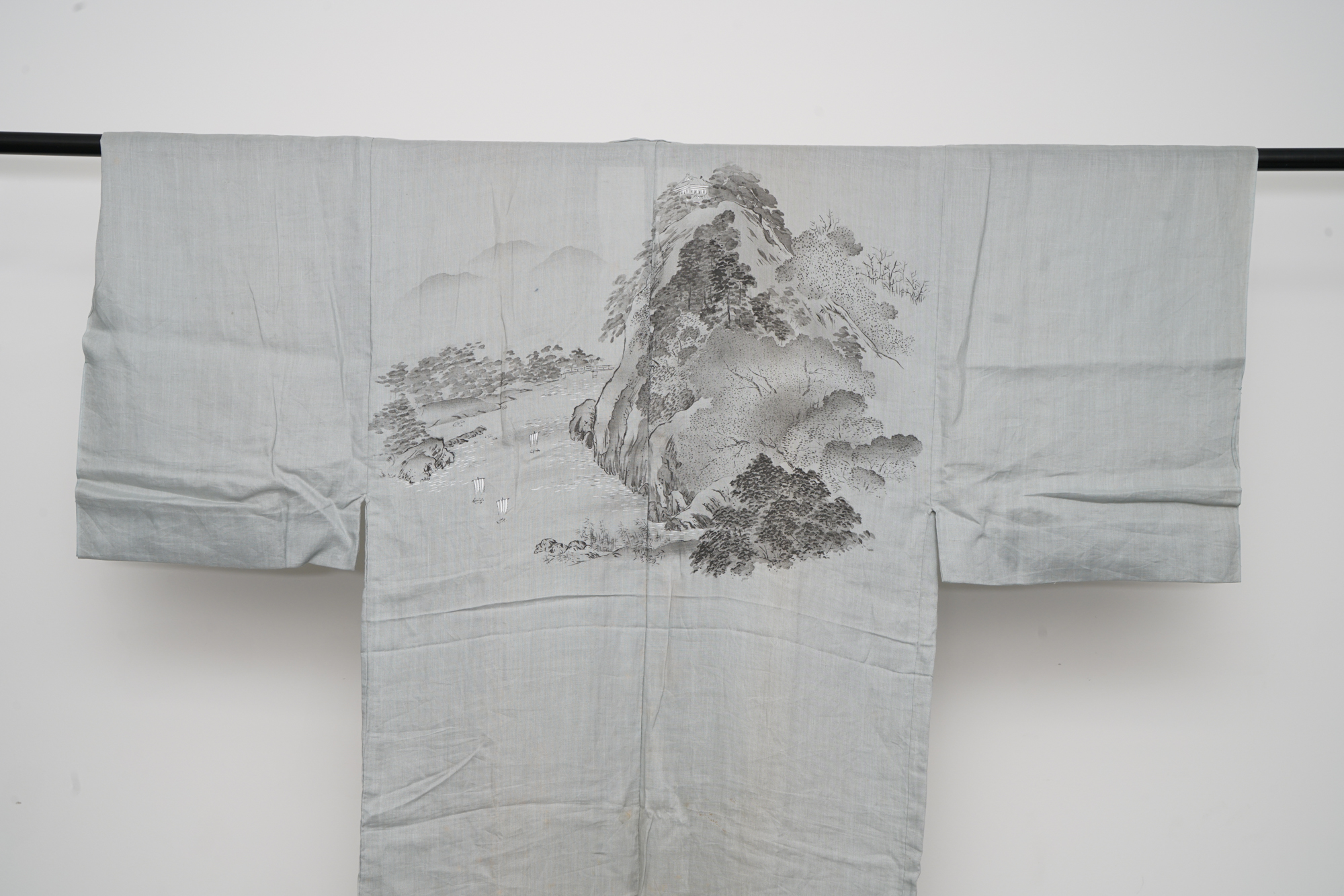 Men's Circa 1880s Handwoven Hemp Nagajuban Under Kimono