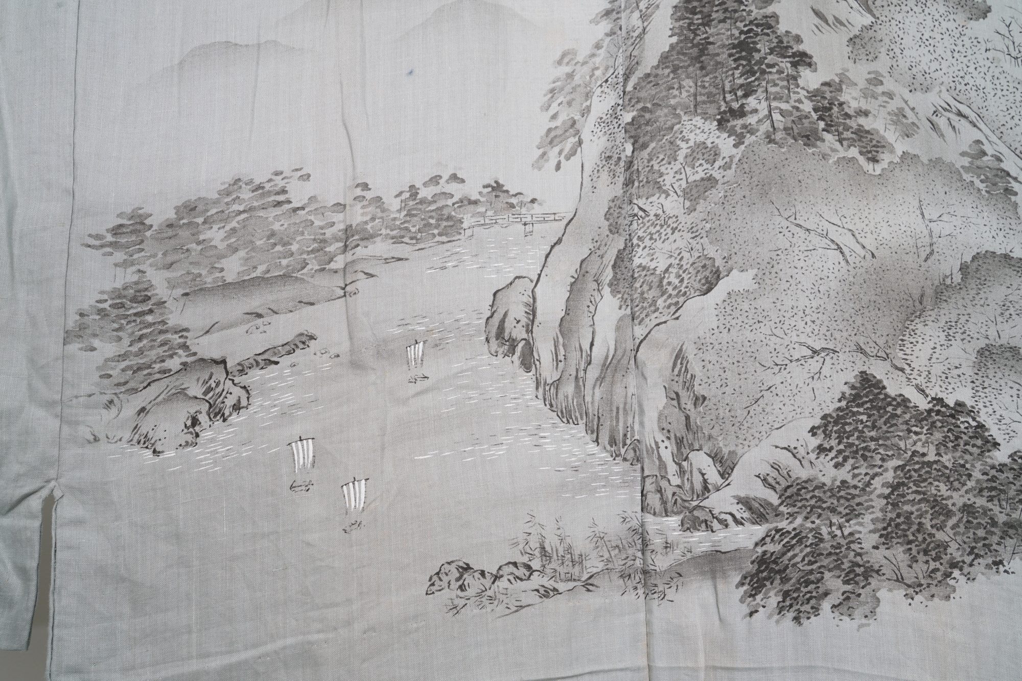 Men's Circa 1880s Handwoven Hemp Nagajuban Under Kimono