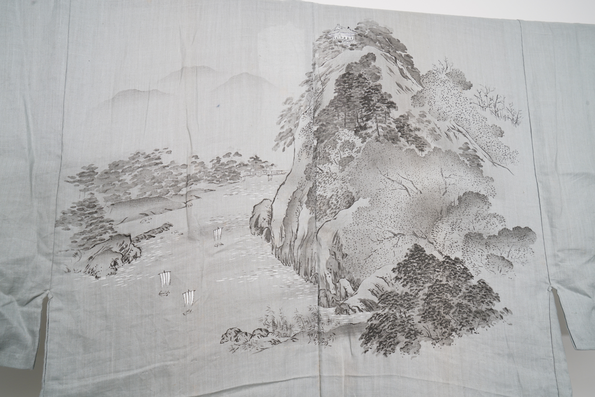 Men's Circa 1880s Handwoven Hemp Nagajuban Under Kimono