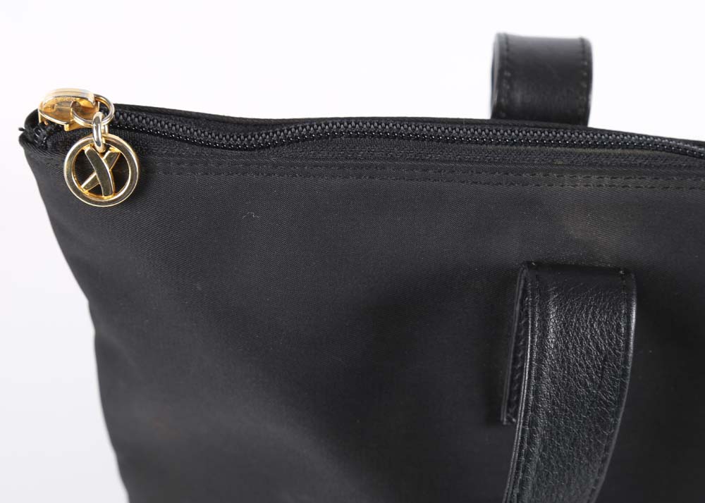 Paloma Picasso Black Nylon Tote with Leather Accents