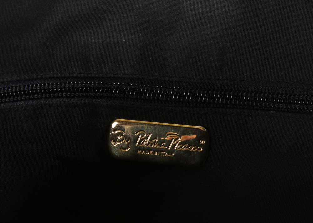 Paloma Picasso Black Nylon Tote with Leather Accents