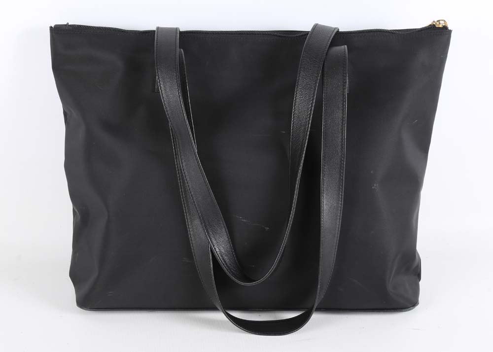 Paloma Picasso Black Nylon Tote with Leather Accents