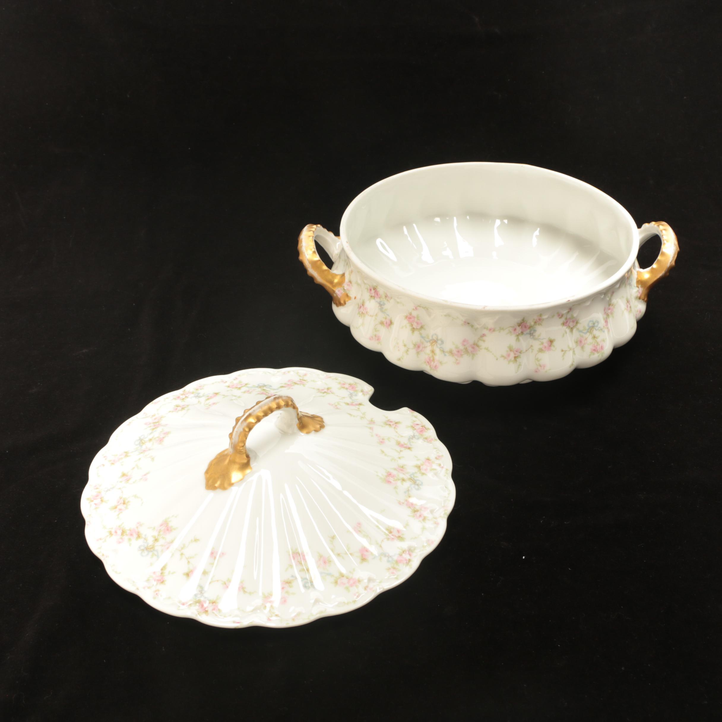 Theodore Haviland Limoges Floral Porcelain Soup Tureen