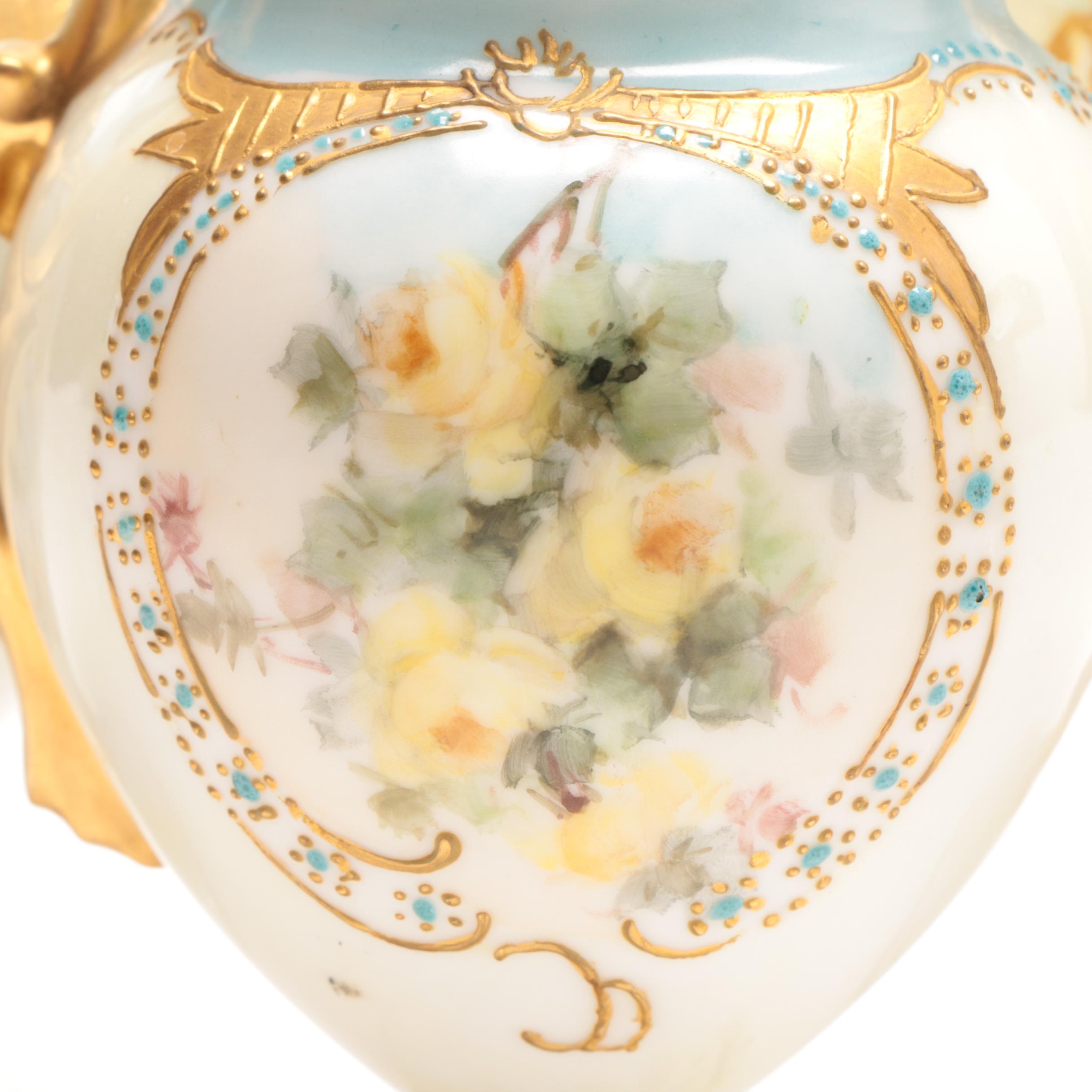 French Limoges and Arnart Demitasse Cups in Ornamental Cup Holders