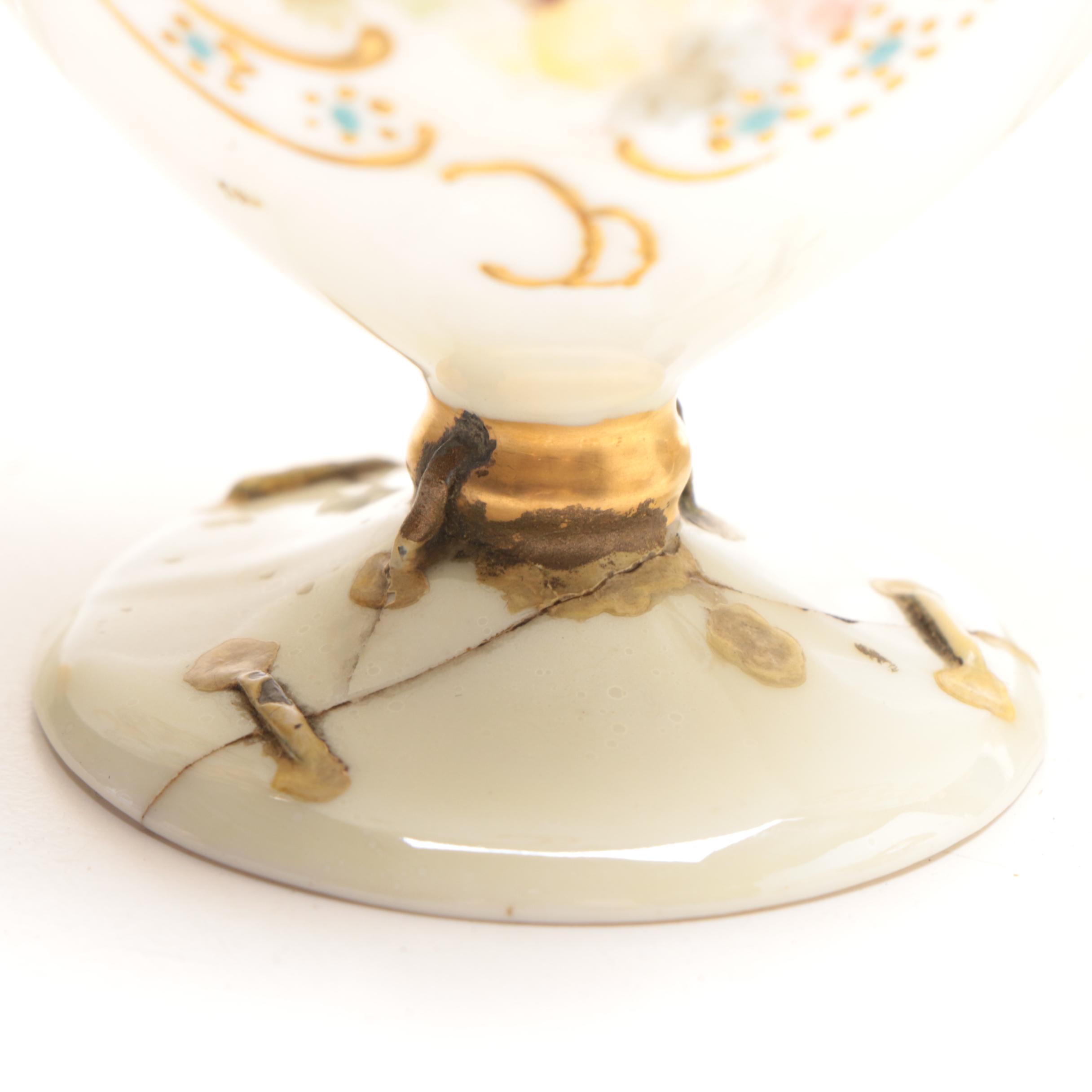 French Limoges and Arnart Demitasse Cups in Ornamental Cup Holders