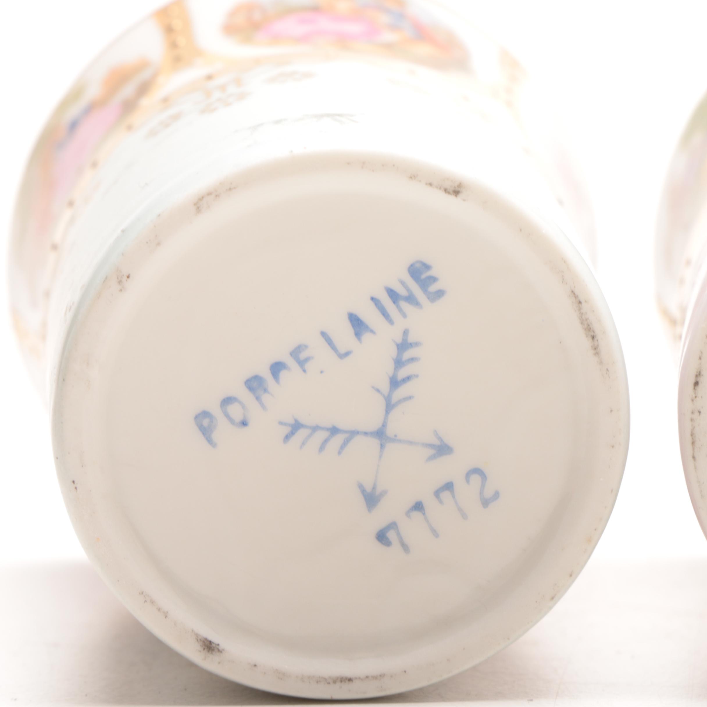 French Limoges and Arnart Demitasse Cups in Ornamental Cup Holders