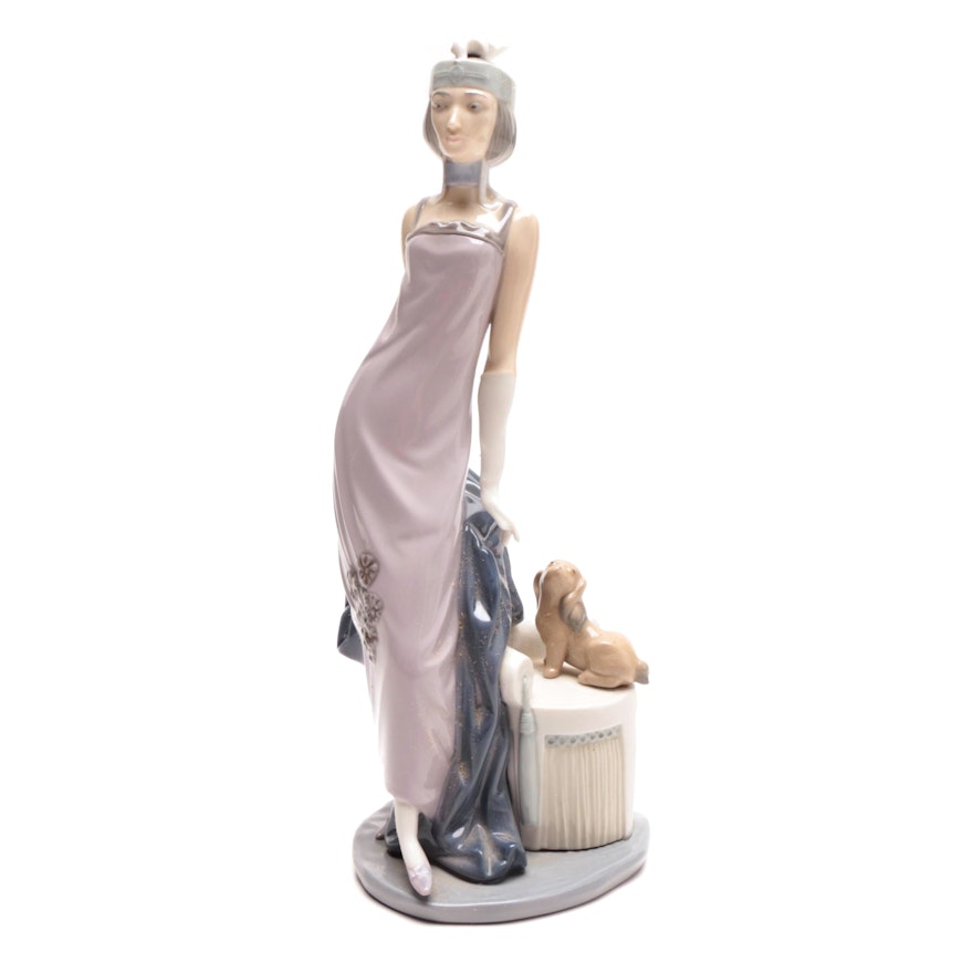 Lladró "Couplet Lady Lladró" Art Deco Style Porcelain Figurine