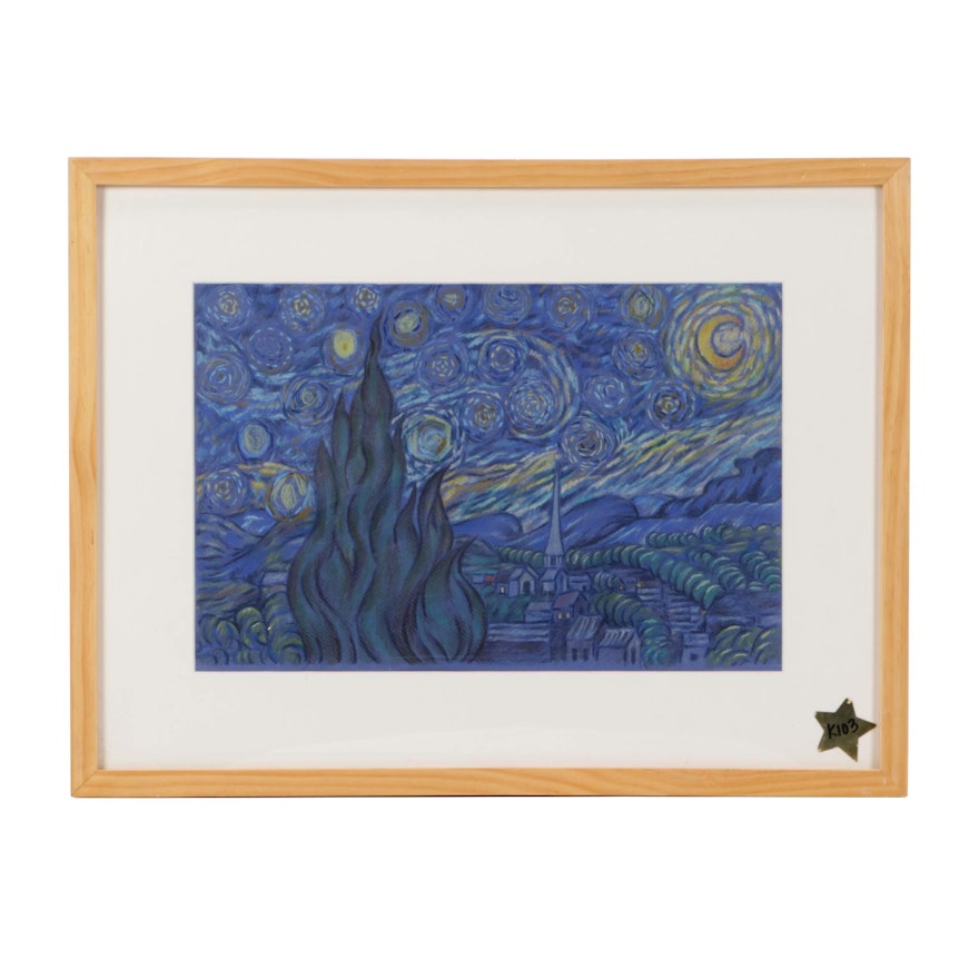 Colored Pencil Copy Drawing after Van Gogh "The Starry Night"