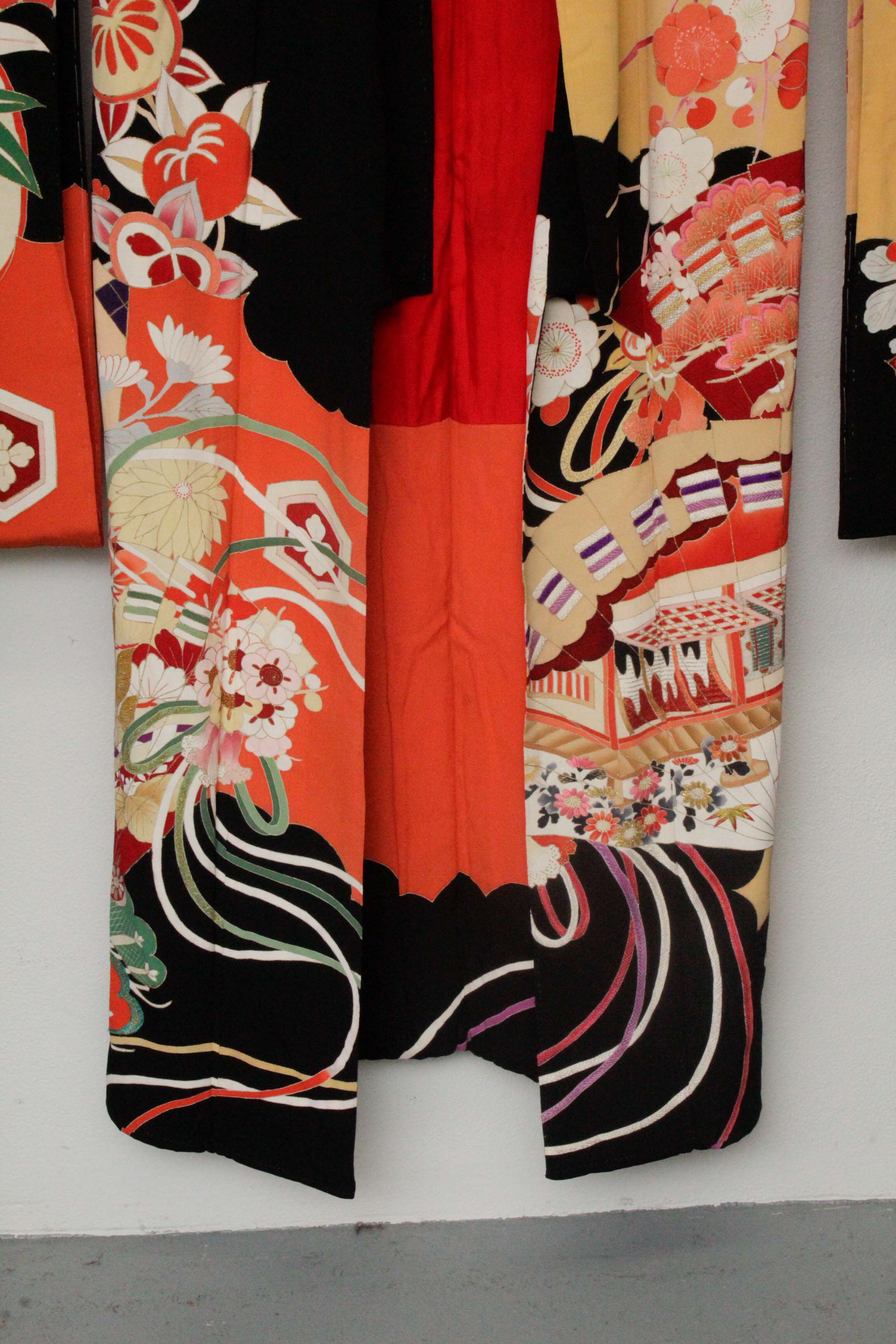 Circa 1915 Antique Handwoven Silk Crepe Formal Crested Furisode Kimono