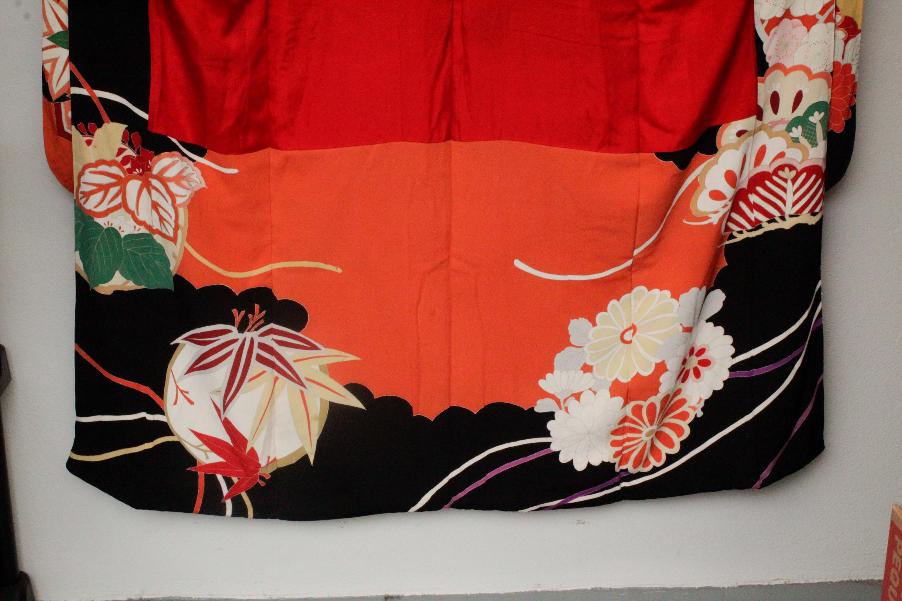 Circa 1915 Antique Handwoven Silk Crepe Formal Crested Furisode Kimono