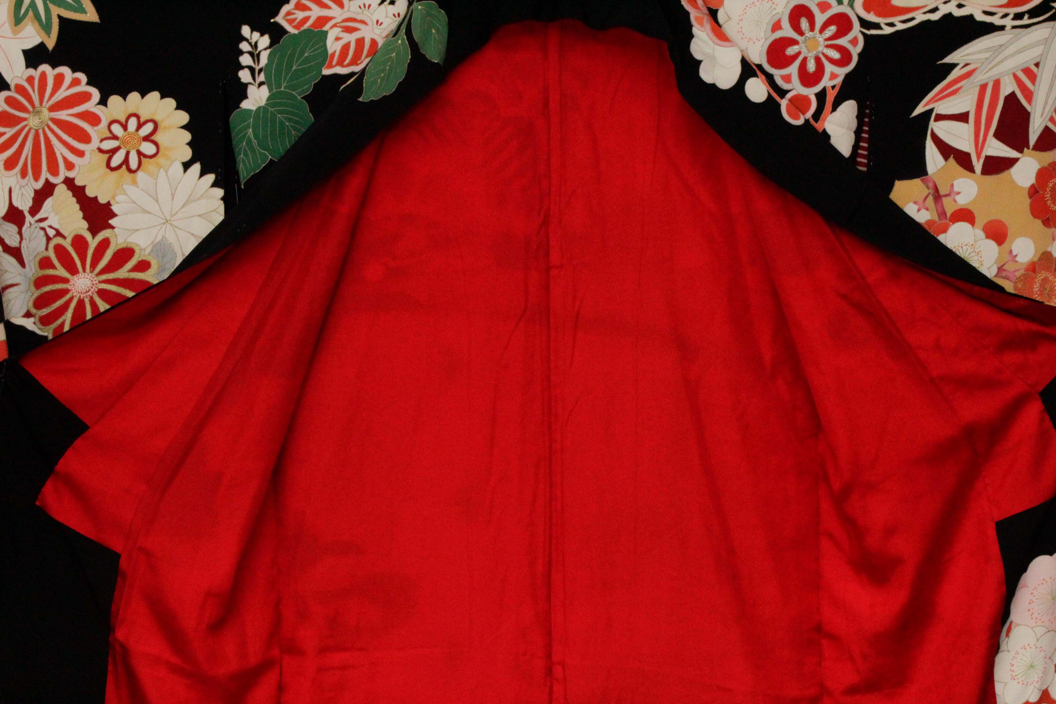 Circa 1915 Antique Handwoven Silk Crepe Formal Crested Furisode Kimono