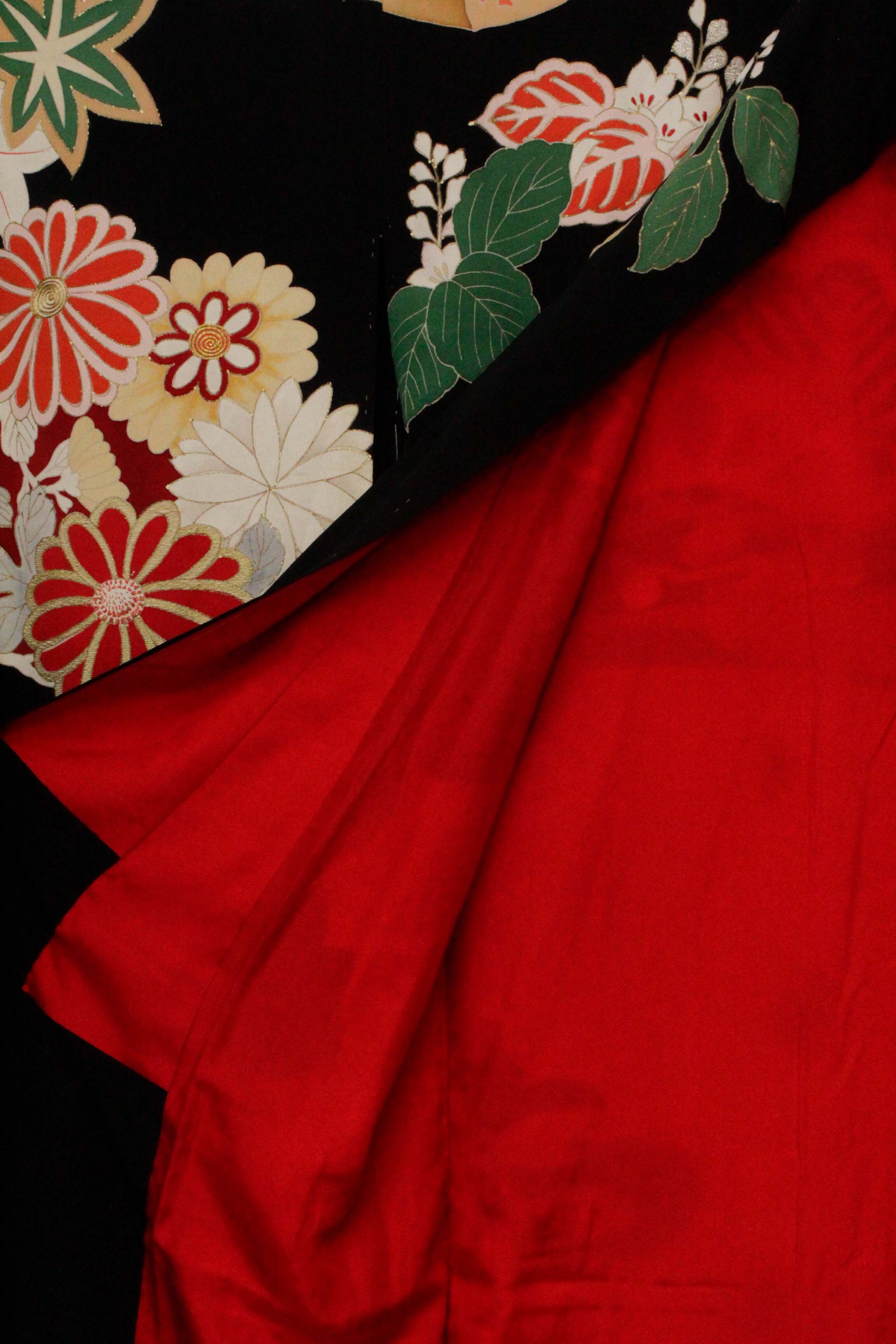 Circa 1915 Antique Handwoven Silk Crepe Formal Crested Furisode Kimono