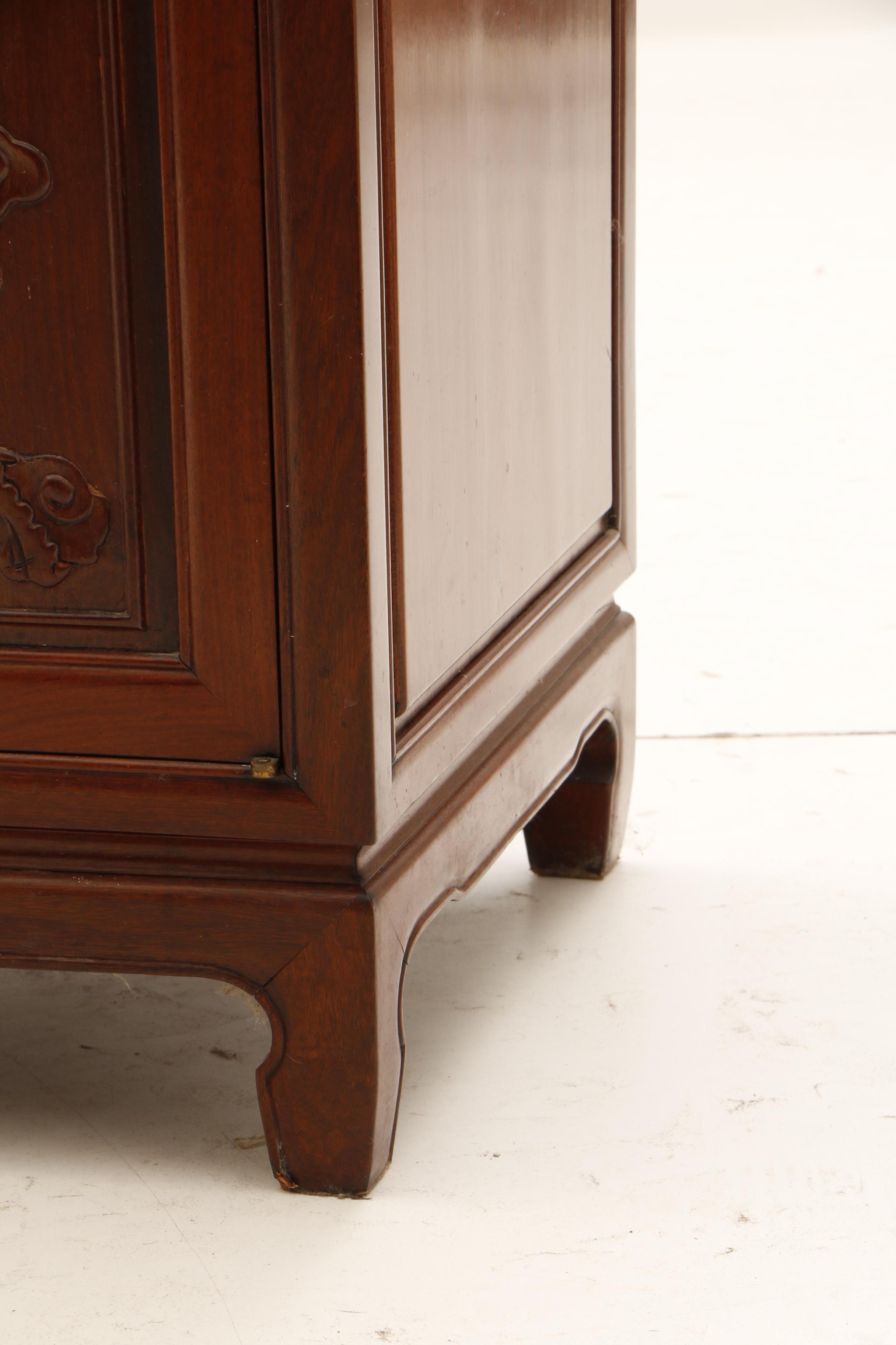 Chinese Style Carved Walnut Sideboard, 20th Century