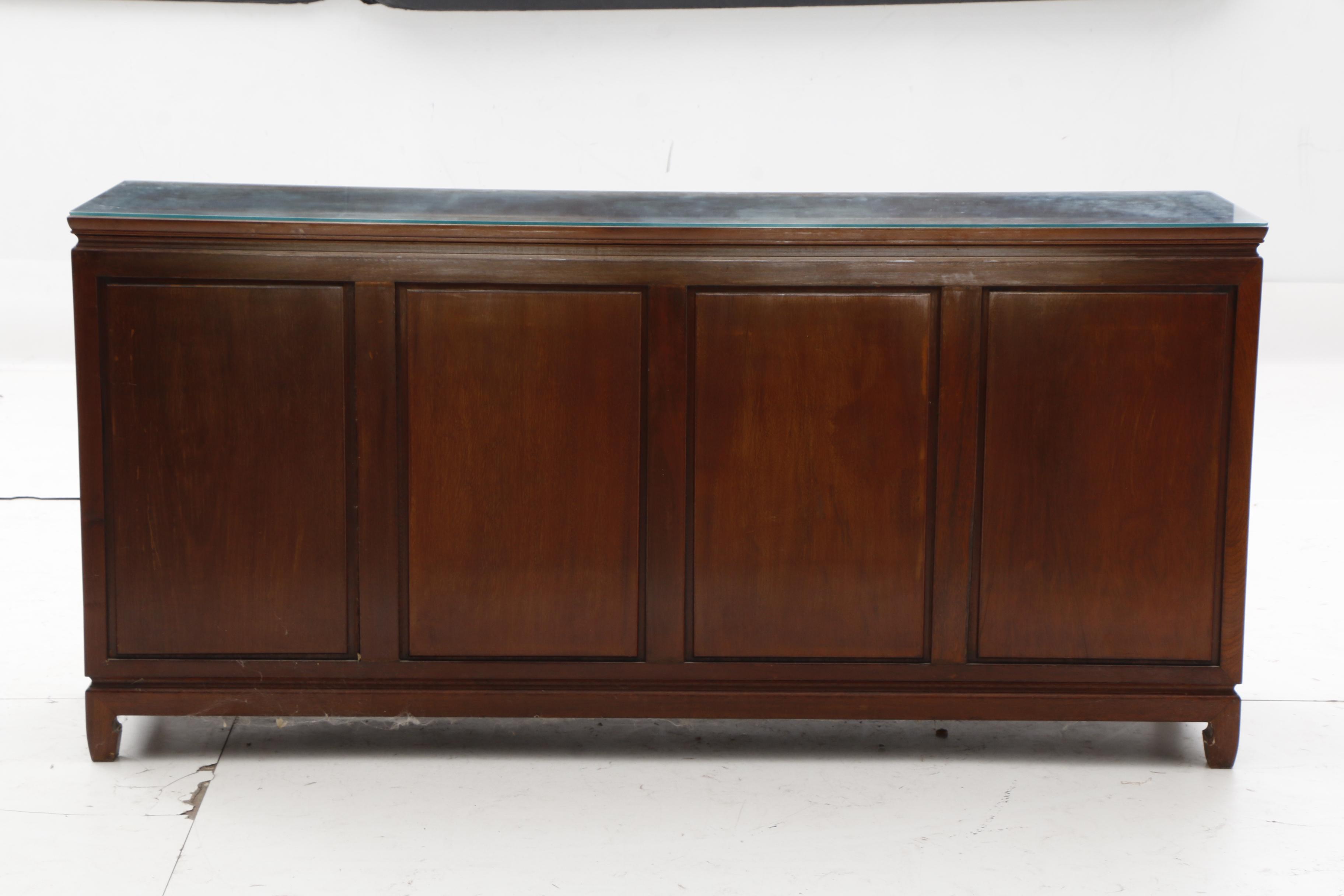 Chinese Style Carved Walnut Sideboard, 20th Century