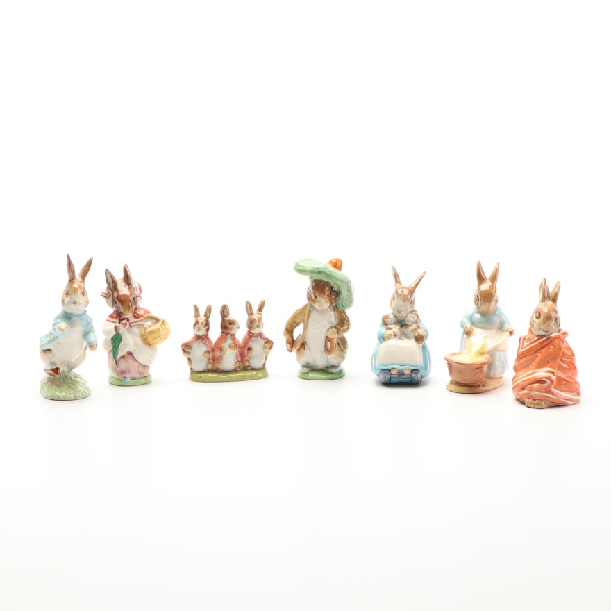 Beswick Beatrix Potter Porcelain Rabbit Figurines by F. Warne