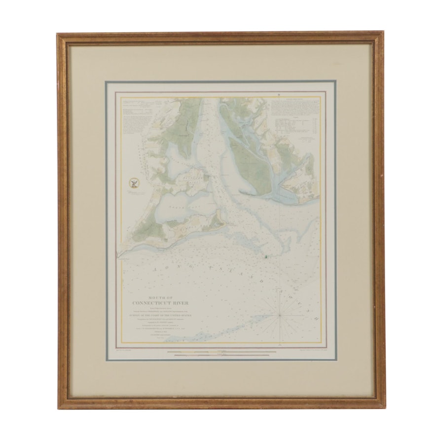 Hand-colored Engraved Map "Mouth of Connecticut River"