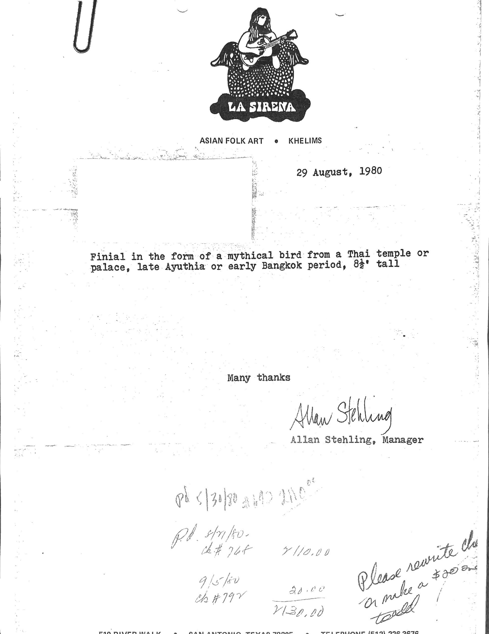 Antique Thai Chofa Carved Wood Finial