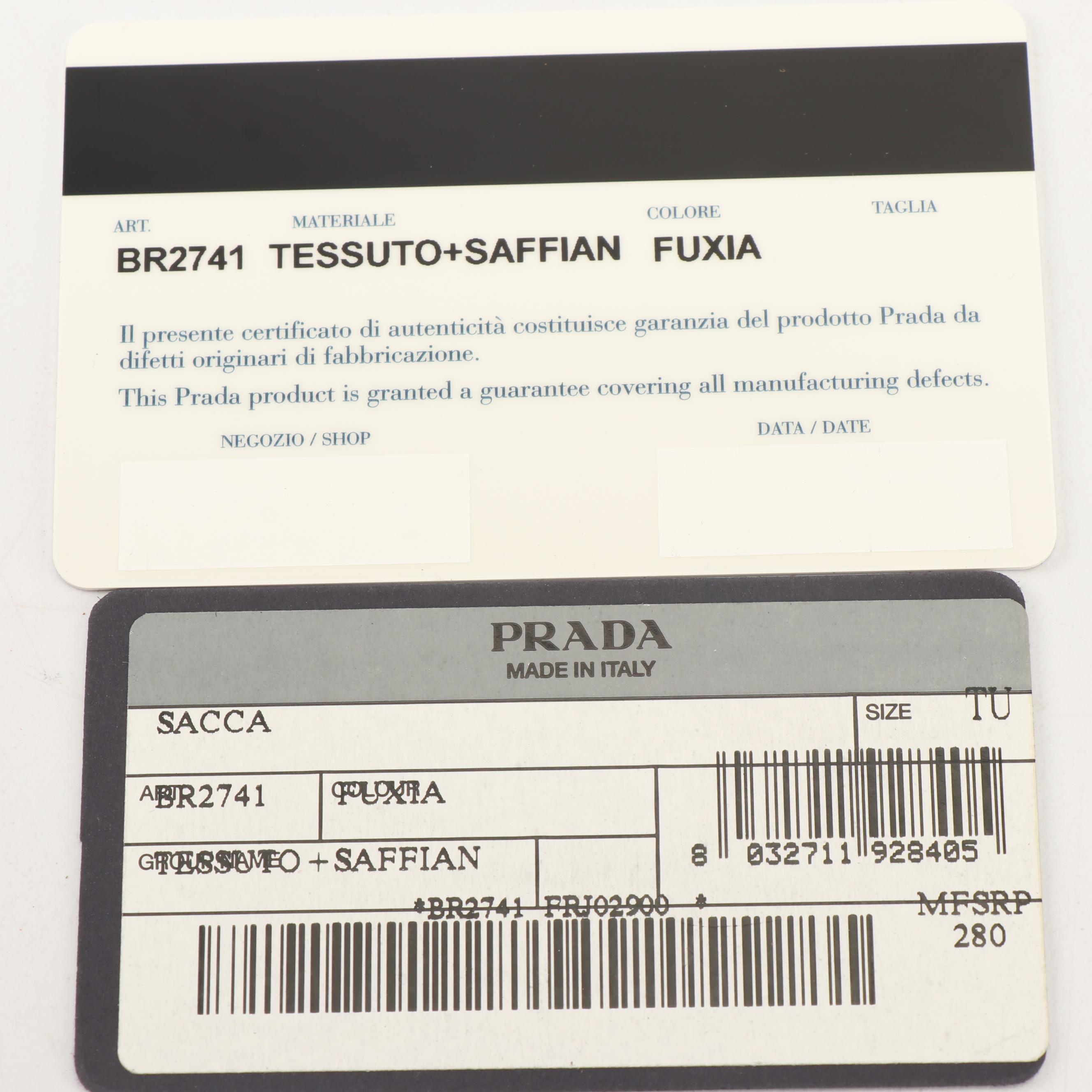 Prada Tessuto Sacca Fuchsia Pink Nylon Handbag