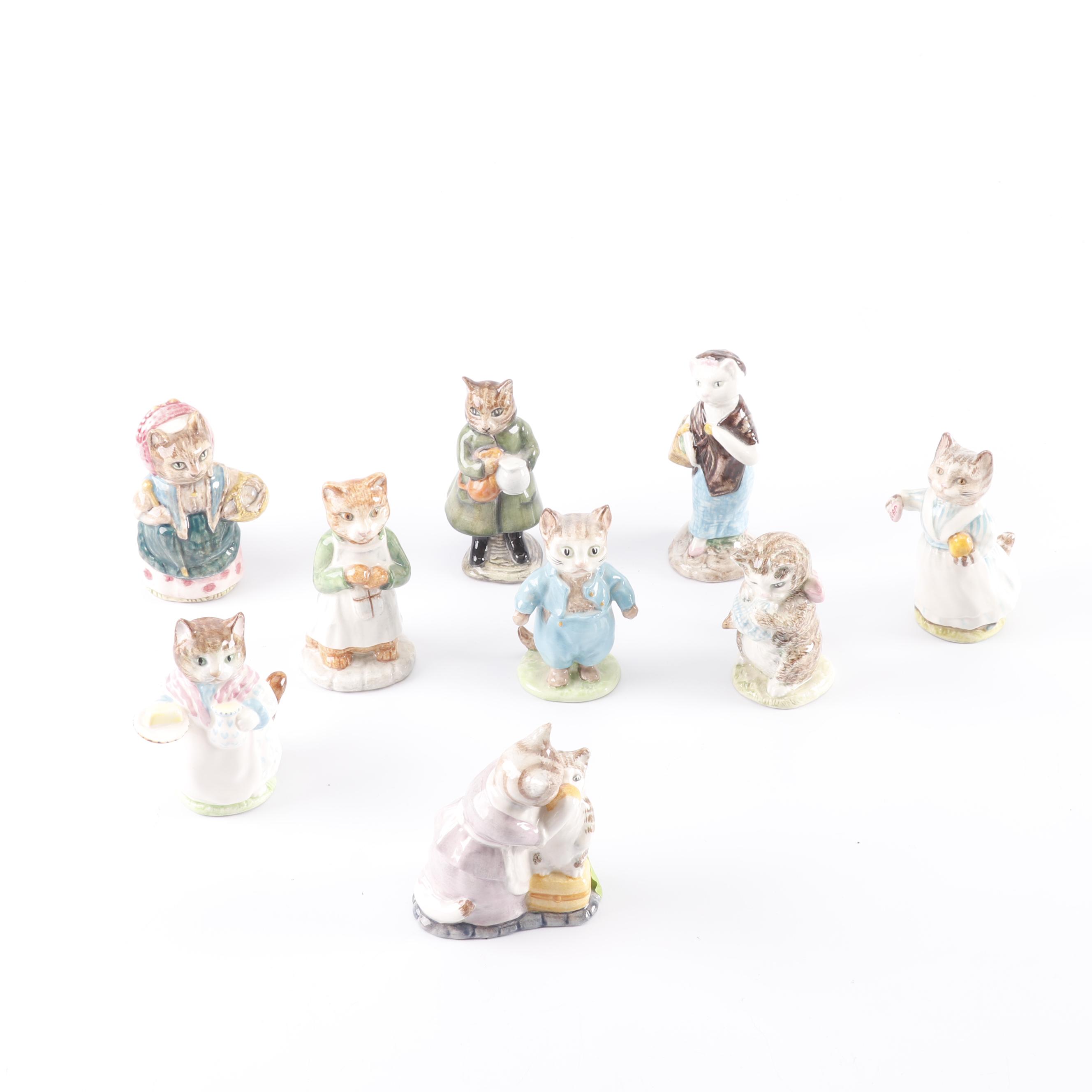 Beswick Beatrix Potter Porcelain Cat Figurines by F. Warne