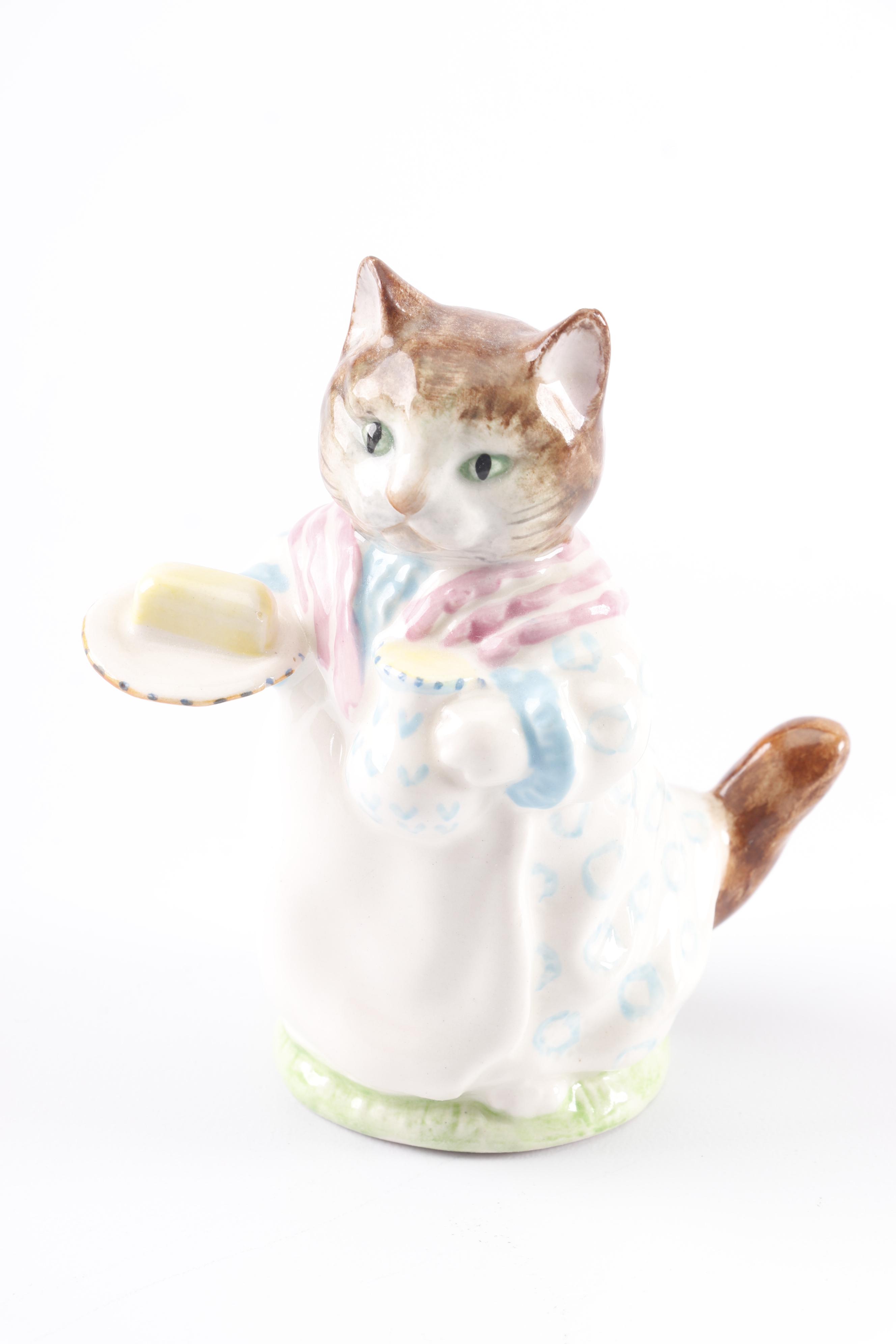 Beswick Beatrix Potter Porcelain Cat Figurines by F. Warne