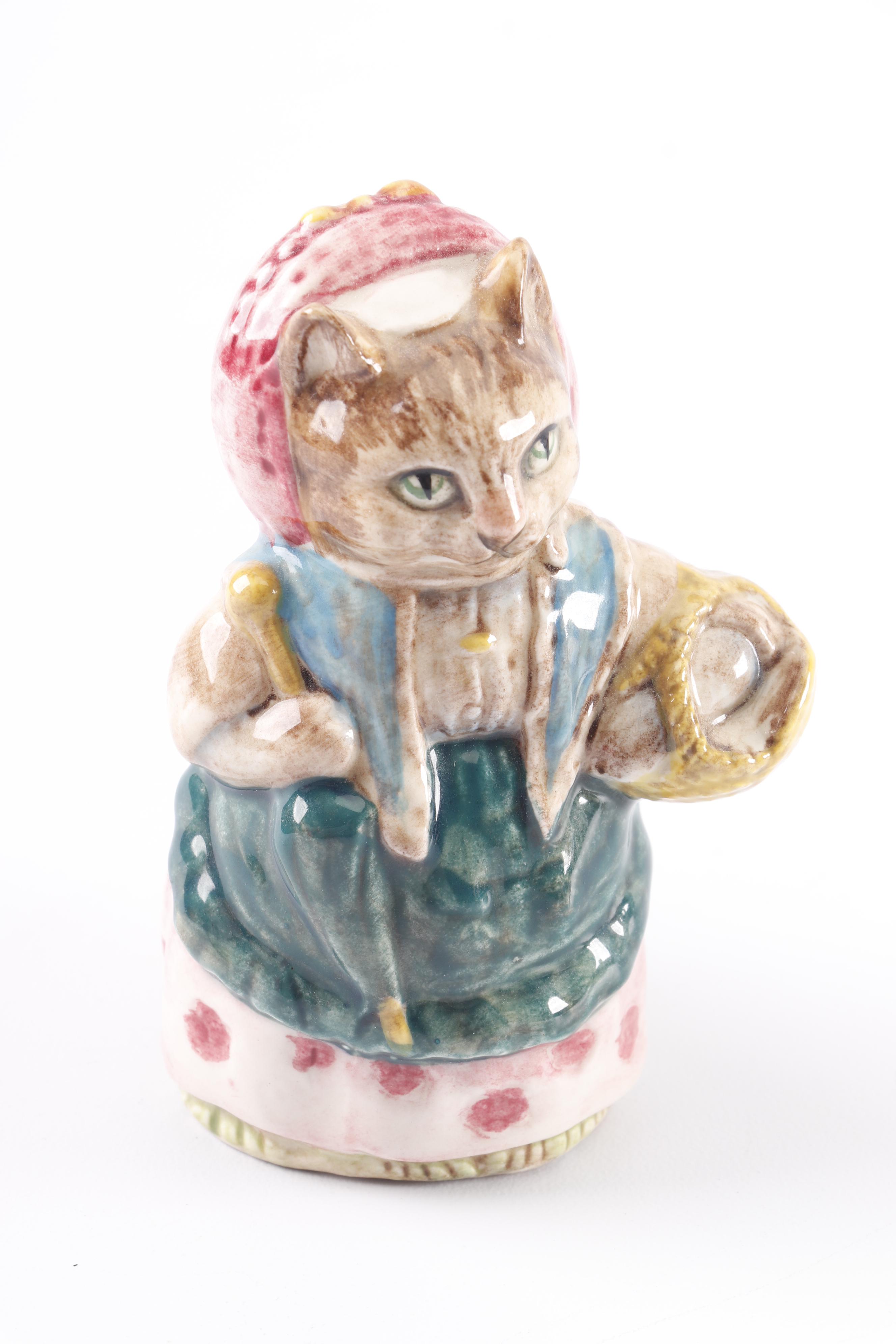 Beswick Beatrix Potter Porcelain Cat Figurines by F. Warne