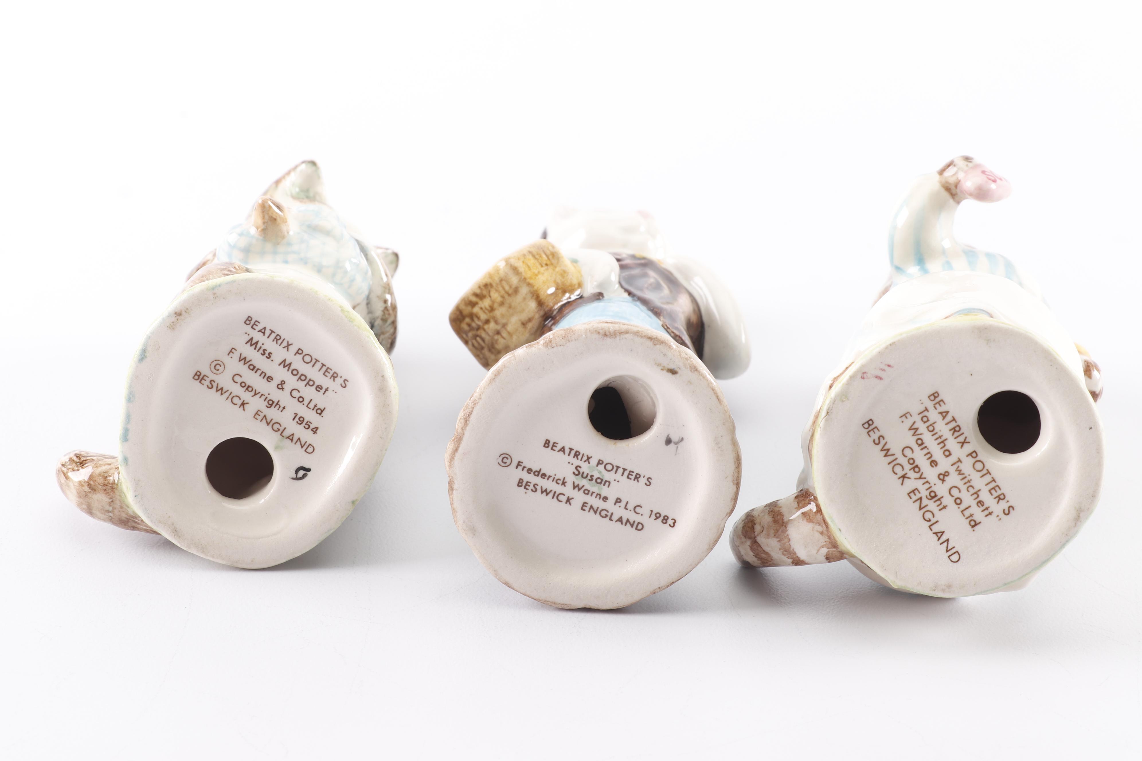 Beswick Beatrix Potter Porcelain Cat Figurines by F. Warne