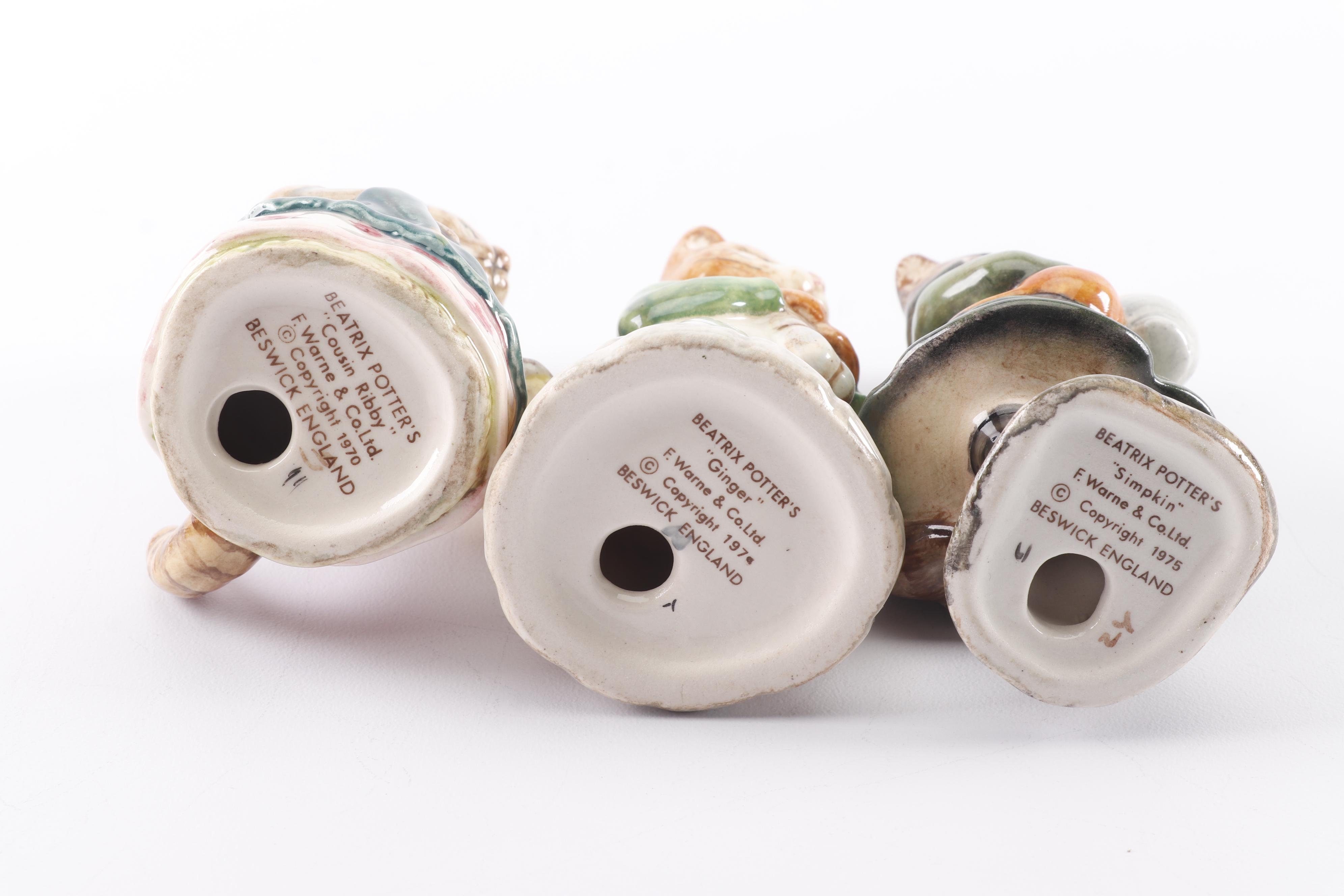 Beswick Beatrix Potter Porcelain Cat Figurines by F. Warne