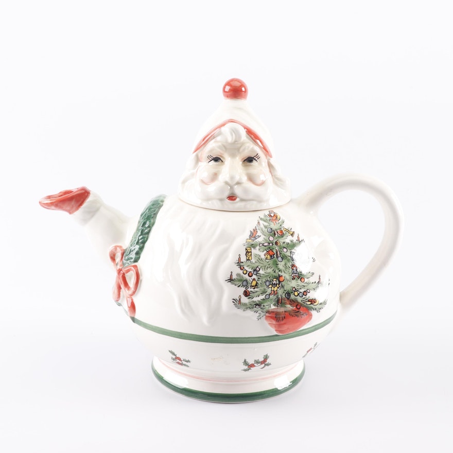 Department 56 "Christmas Kringles" Santa Claus Ceramic Teapot