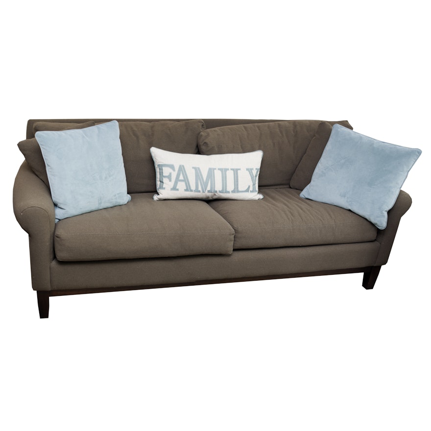Contemporary Brown Terry Sofa by Room & Board with Complementary Throw Pillows