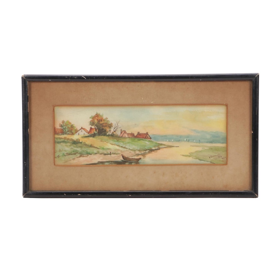 Early 20th-Century Watercolor Landscape Copy Painting