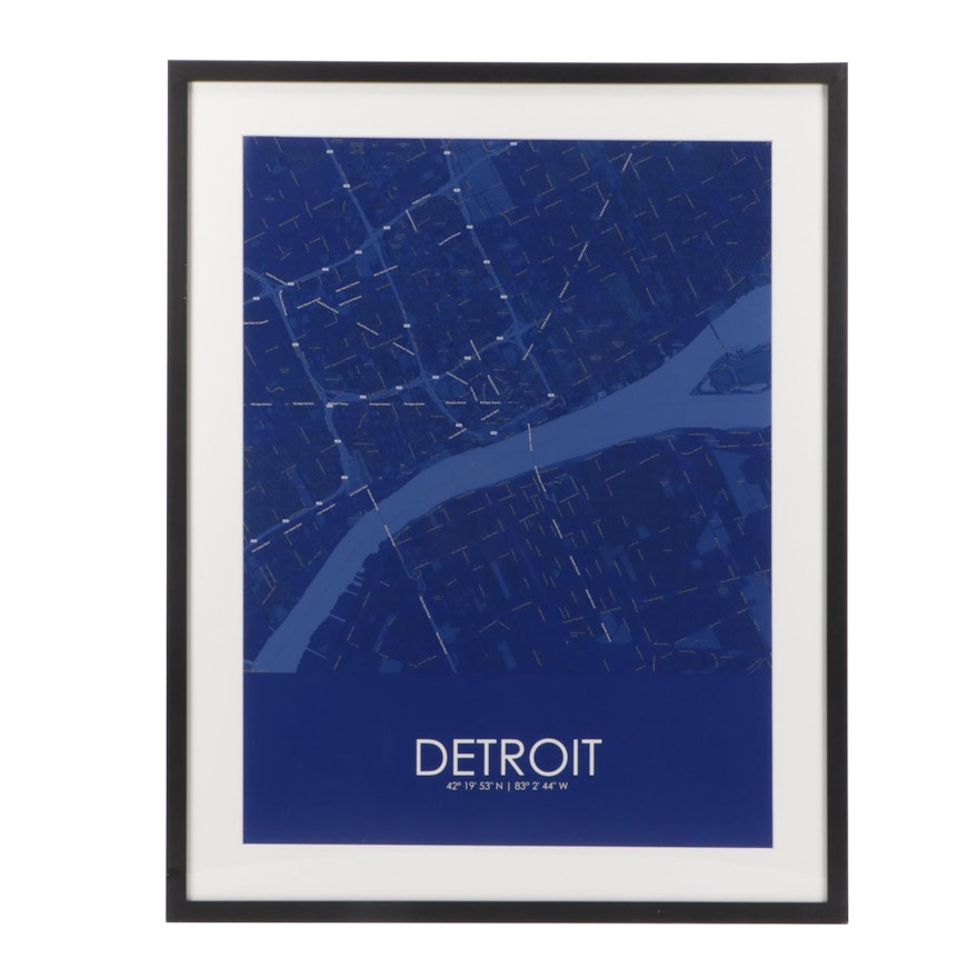 Digital Photographic Print of City Street Plan for Detroit