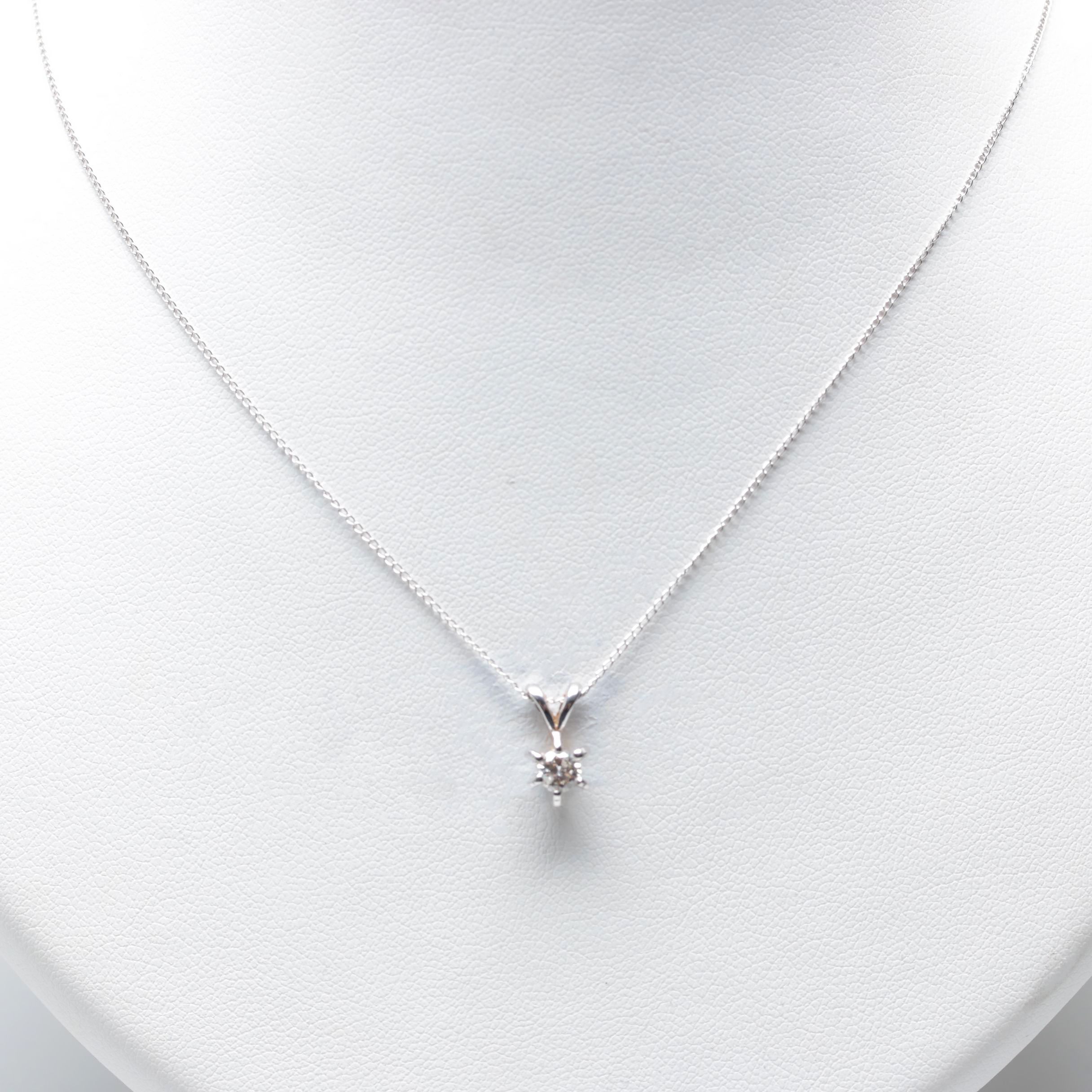 14K White Gold Diamond Necklace