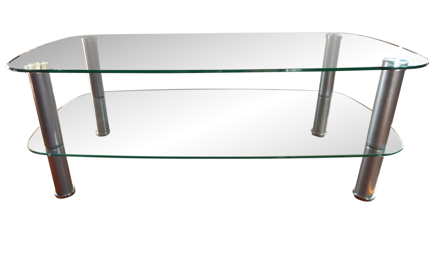 Modern Rectangular Glass Tiered Coffee Table