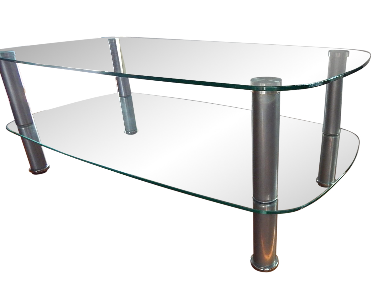 Modern Rectangular Glass Tiered Coffee Table
