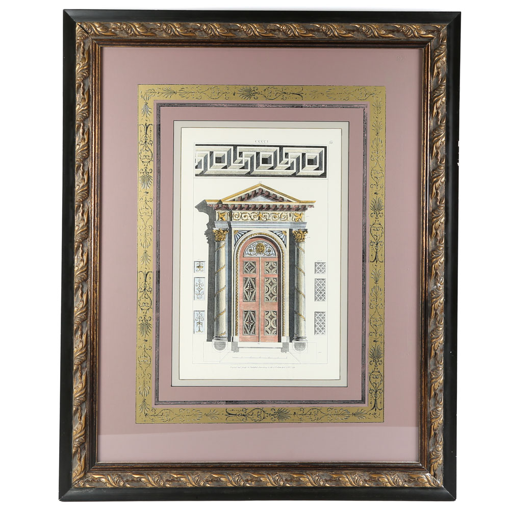 Hand-Colored Architectural Etching