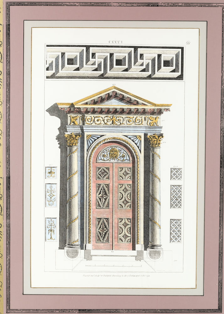 Hand-Colored Architectural Etching