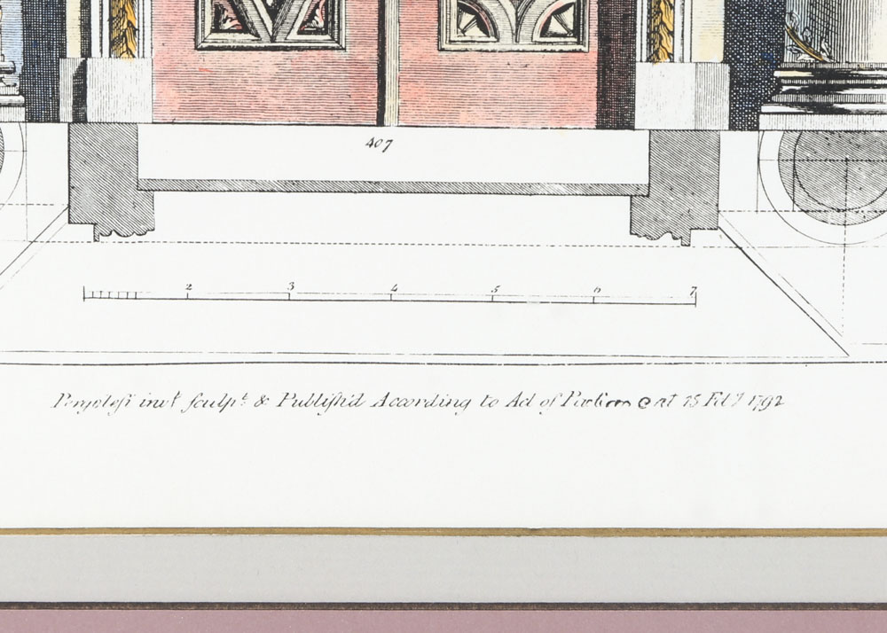 Hand-Colored Architectural Etching