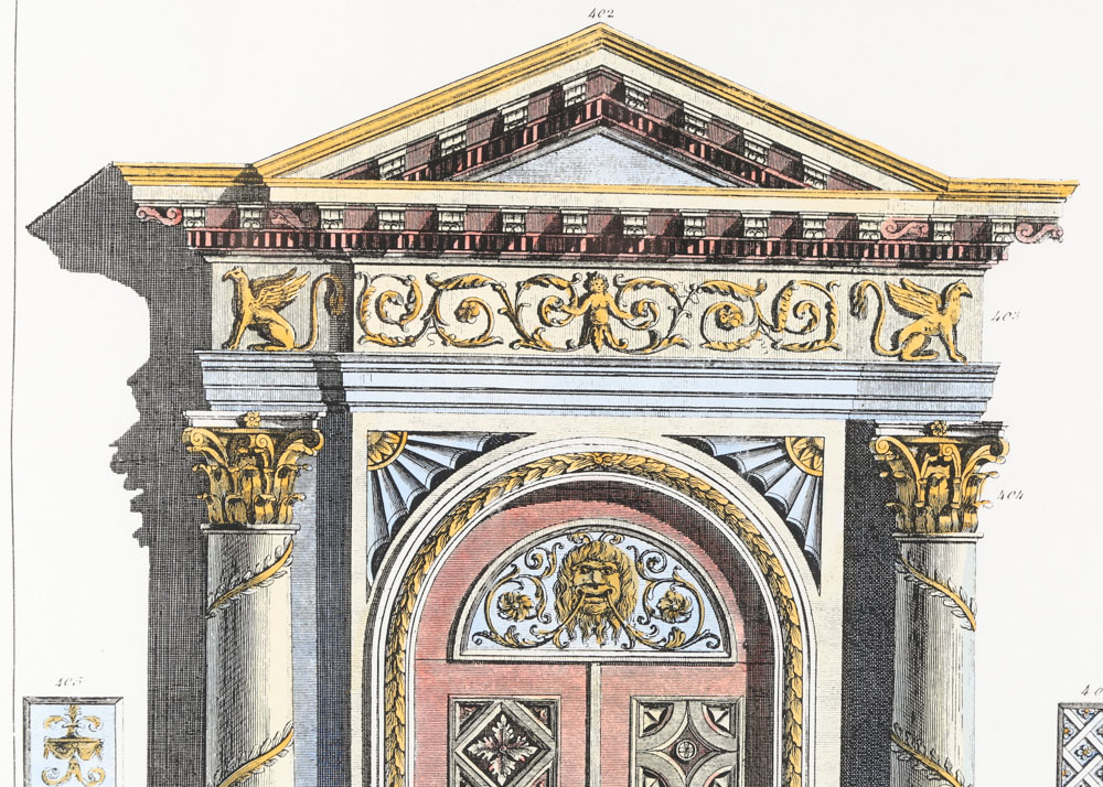 Hand-Colored Architectural Etching
