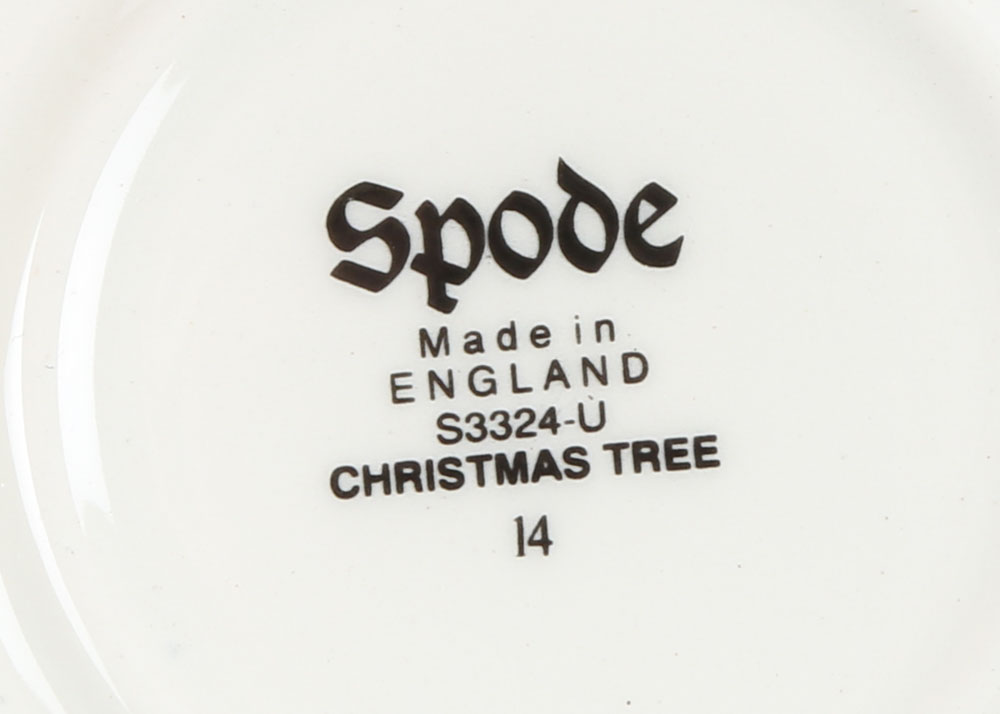 Spode "Christmas Tree" Earthenware Teacups and Saucers