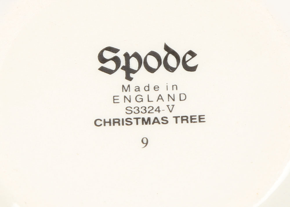 Spode "Christmas Tree" Earthenware Teacups and Saucers