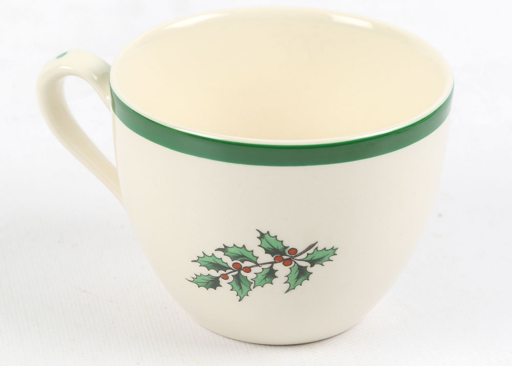 Spode "Christmas Tree" Earthenware Teacups and Saucers