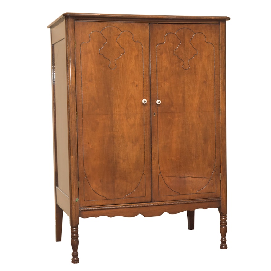 Late Victorian Style Walnut Wardrobe, Early 20th Century