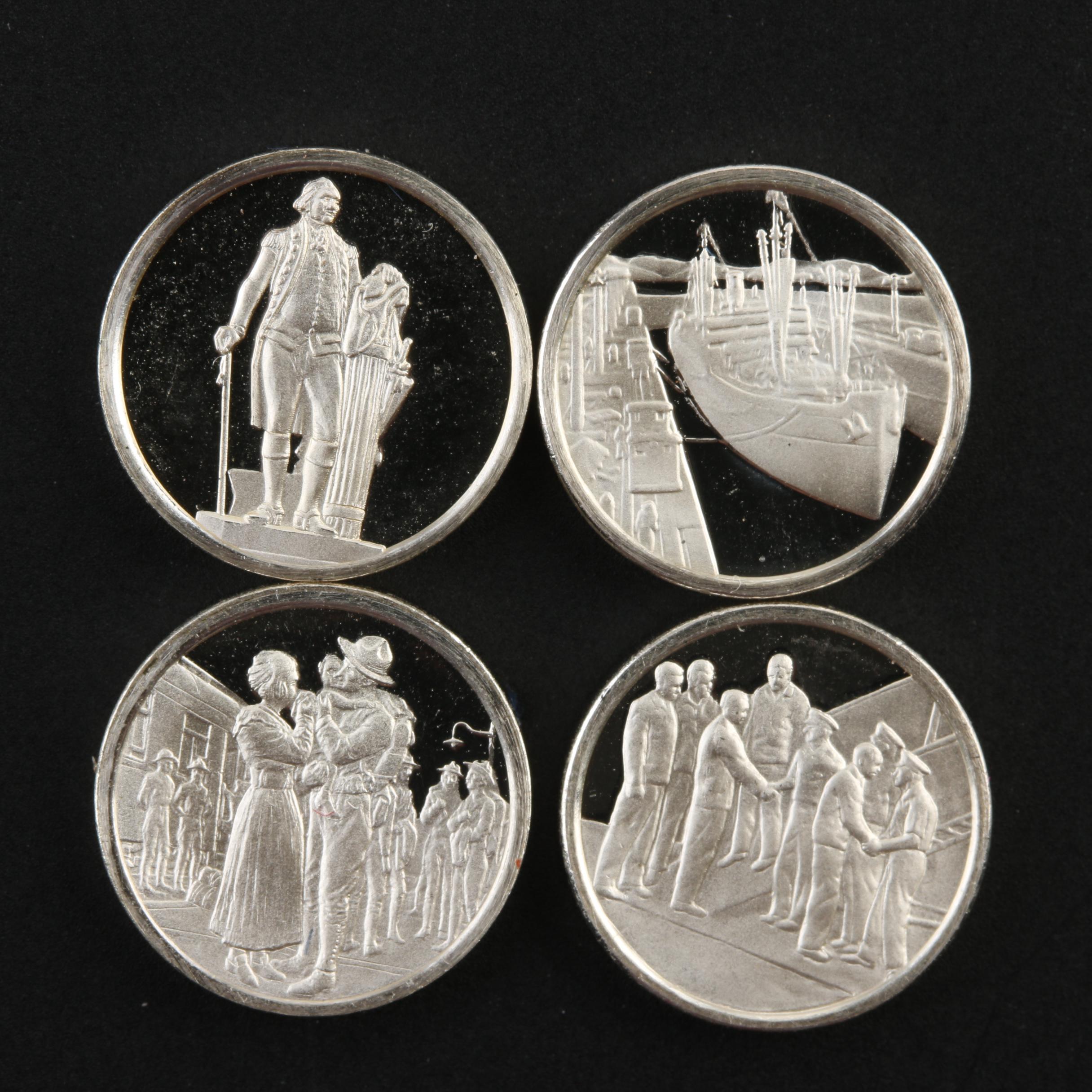 Twenty Franklin Mint "History of the United States" Miniature Silver Coins