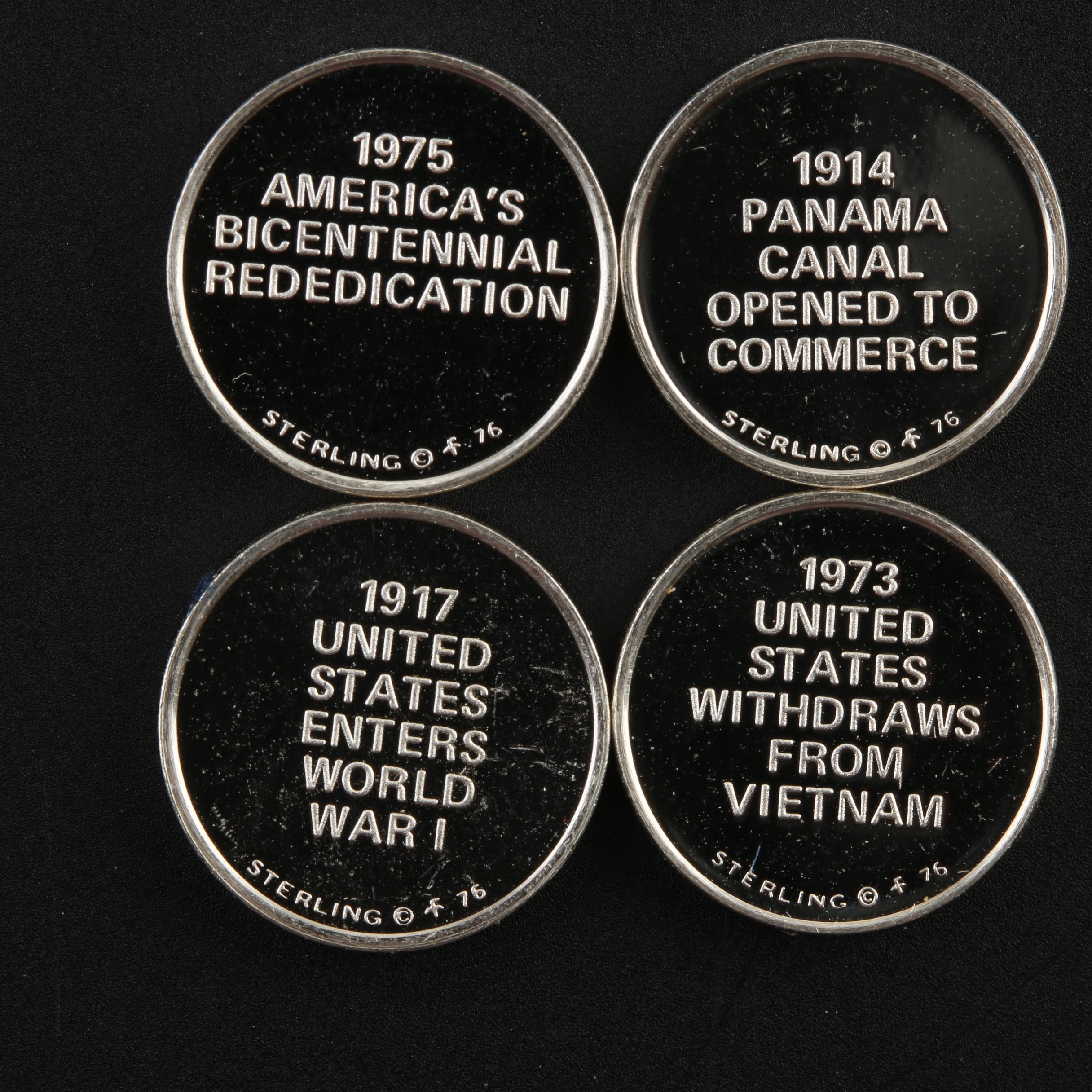 Twenty Franklin Mint "History of the United States" Miniature Silver Coins