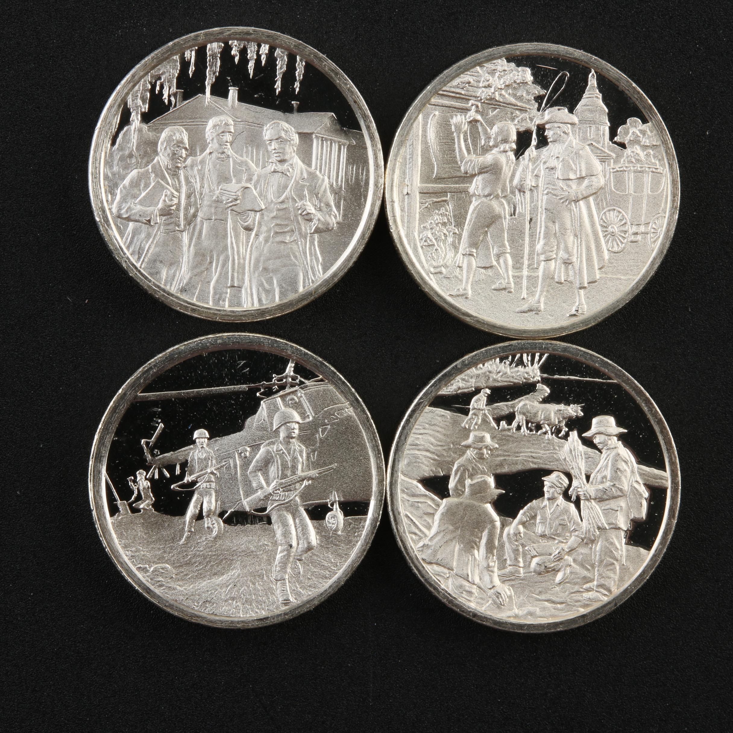 Twenty Franklin Mint "History of the United States" Miniature Silver Coins